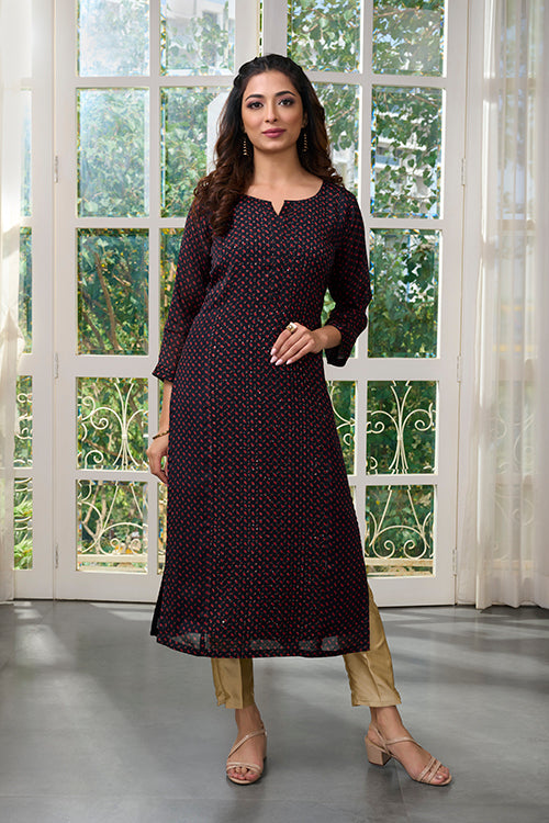 Georgette Evening Wear Long Kurti - Freyaa