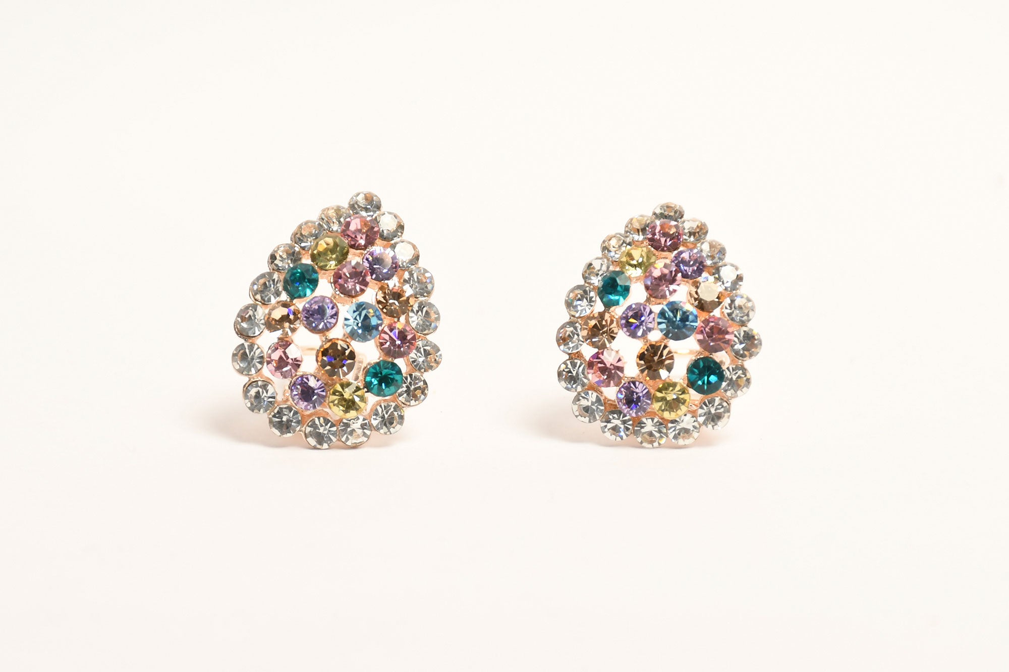 Multicolour Stone & Crystal Studs Earrings 1 - Freyaa