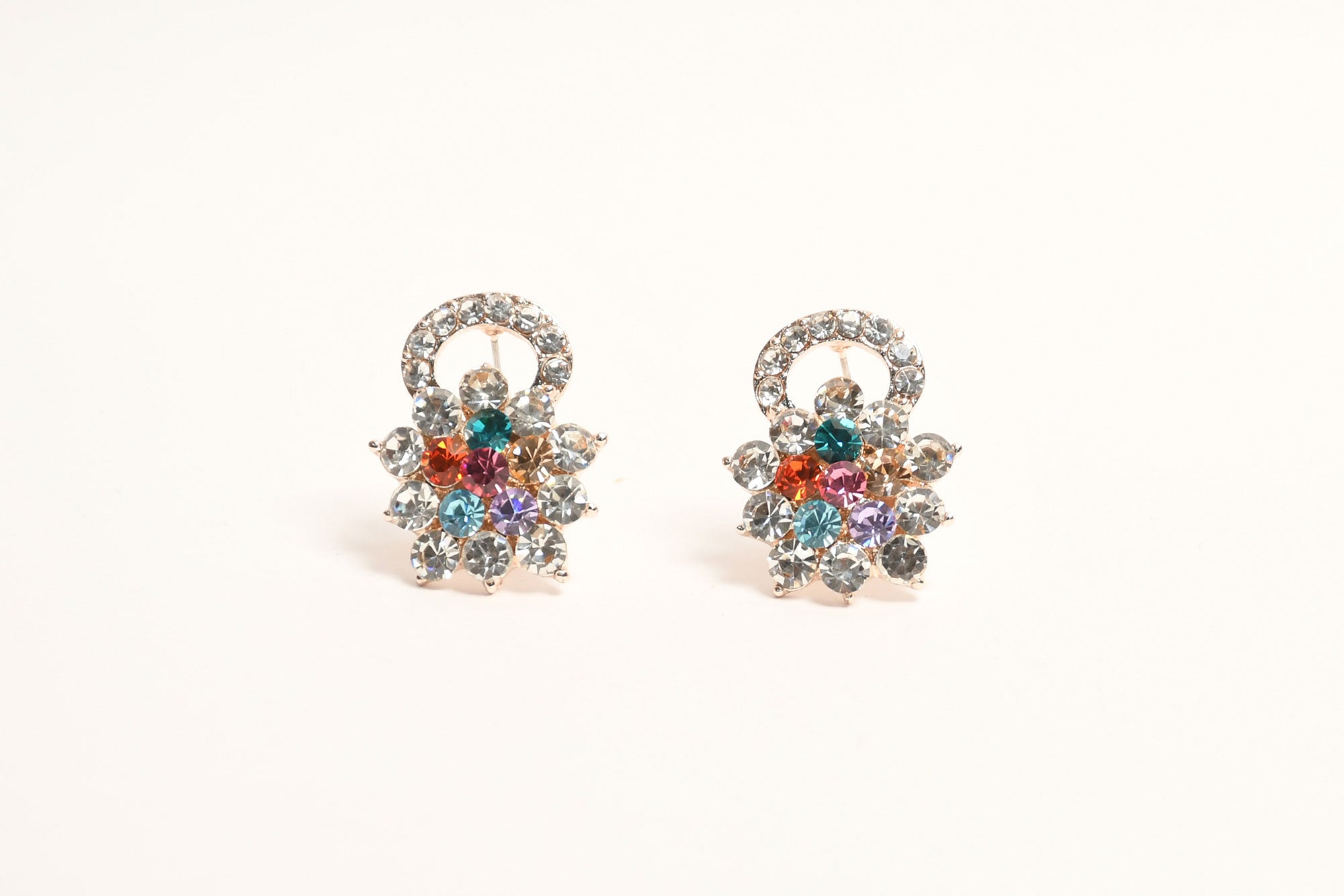 Sparkling Multicolour Stone & Crystal Studs 1 - Freyaa