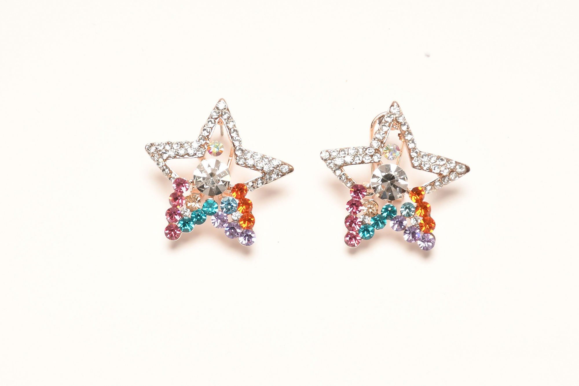 Star Look Colour Stone Crystal Studs 1 - Freyaa