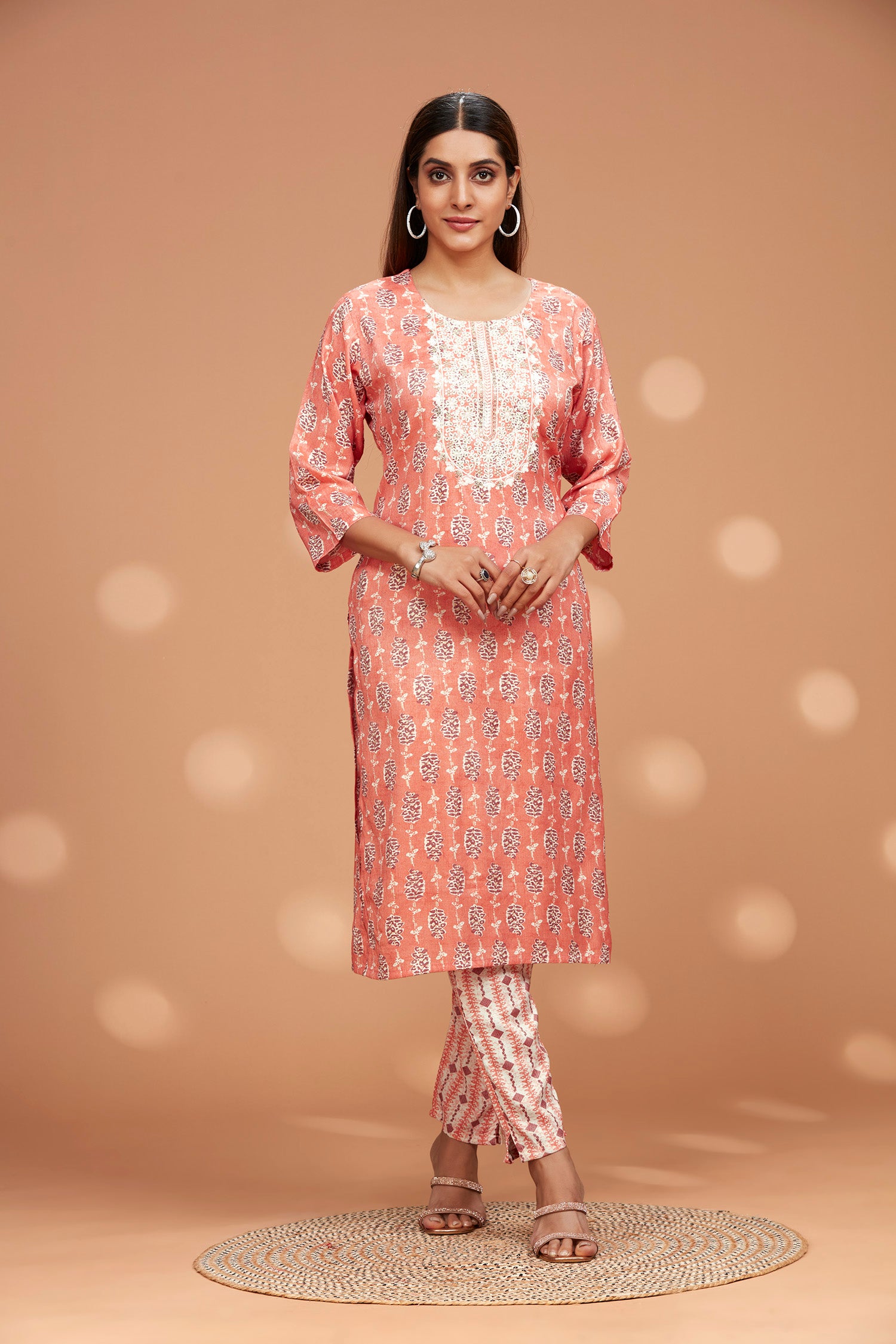 Two-piece Rayon Printed Kurti Set