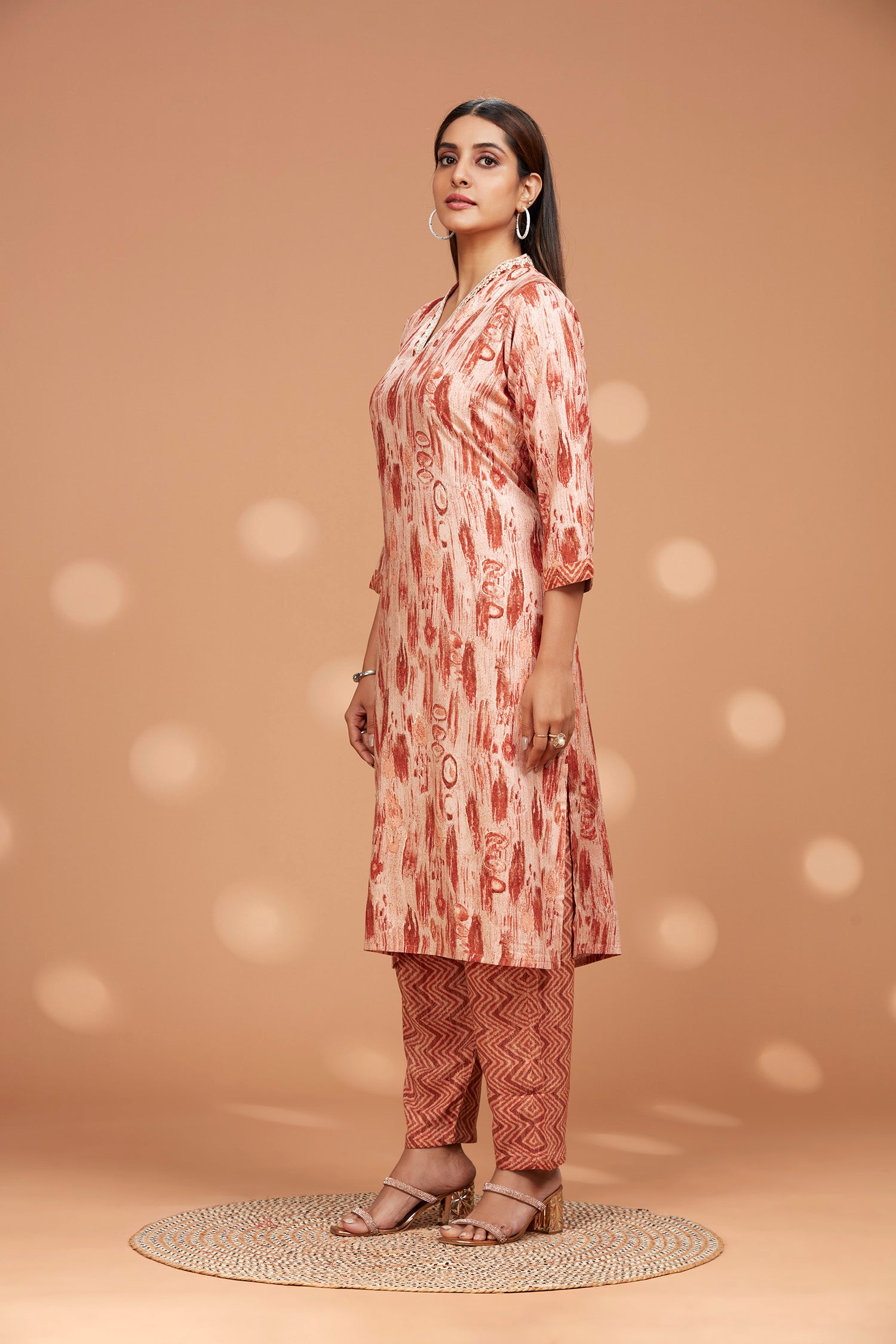 Rayon V Neck Two-Piece Kurta Set