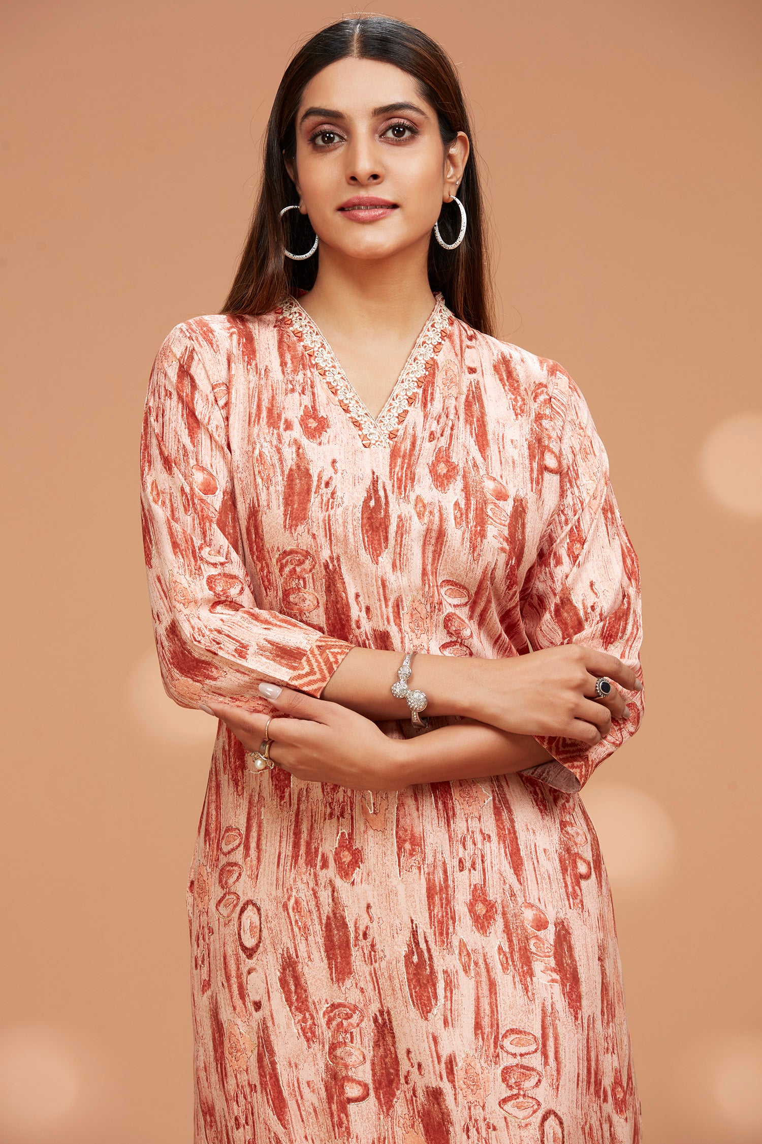 Rayon V Neck Two-Piece Kurta Set