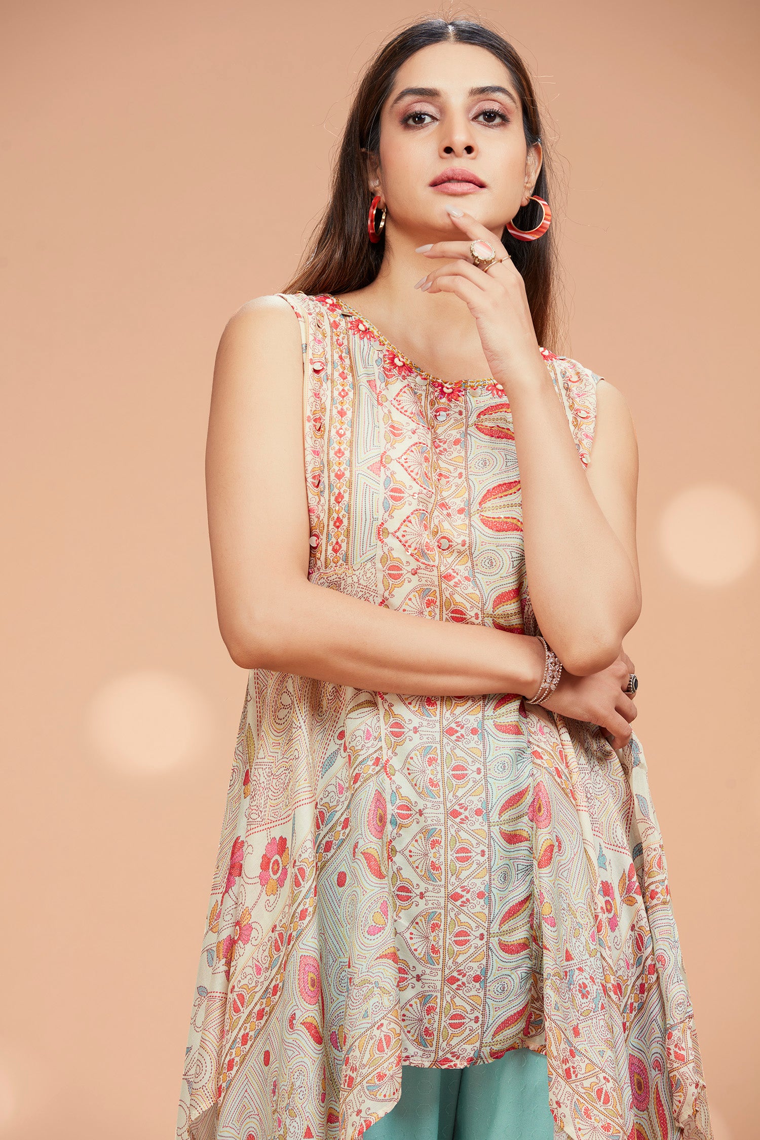 Two- Piece Muslin Asymmetric Kurta Set