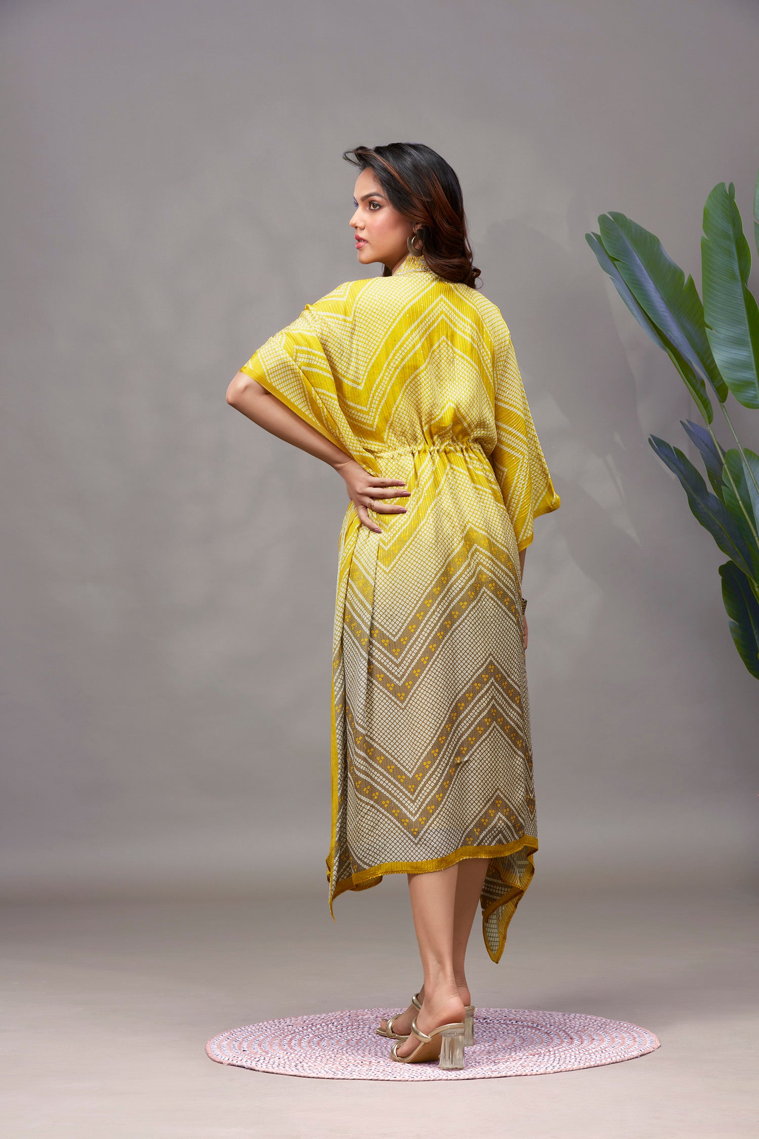 Golden Glow Viscose Chinnon Long Kaftan