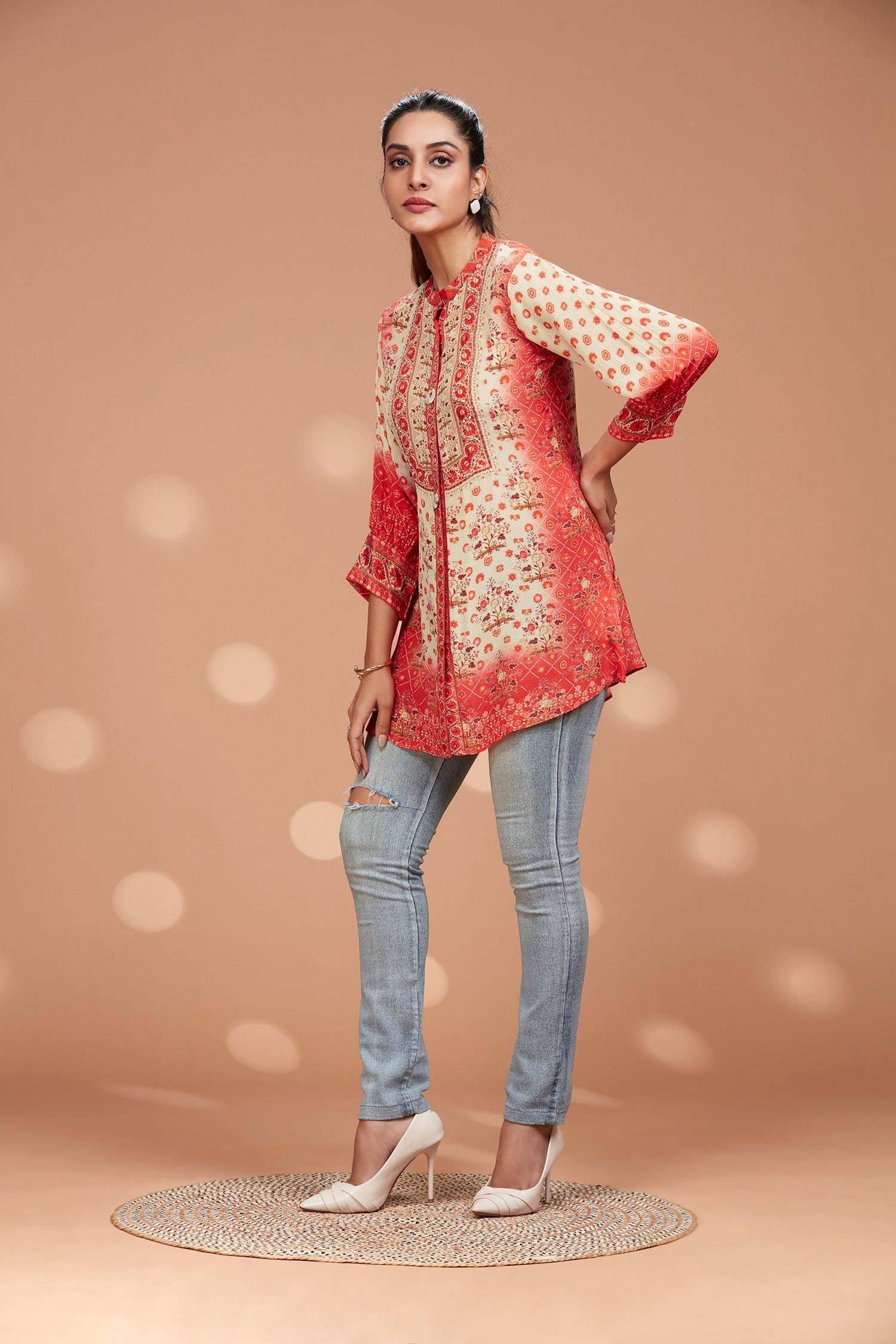 Muslin Orange Tunic Kurti