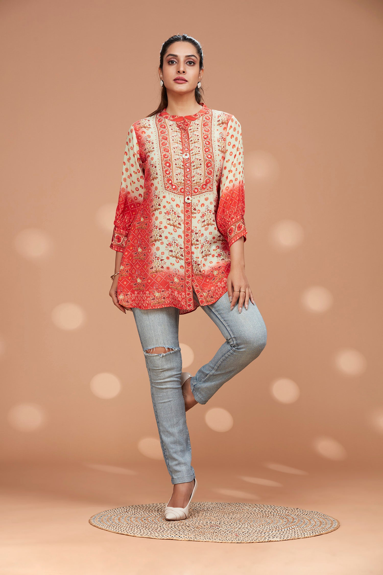 Muslin Orange Tunic Kurti