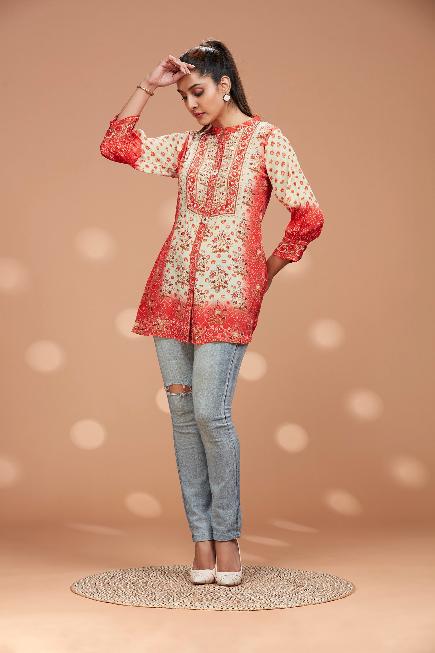 Muslin Orange Tunic Kurti