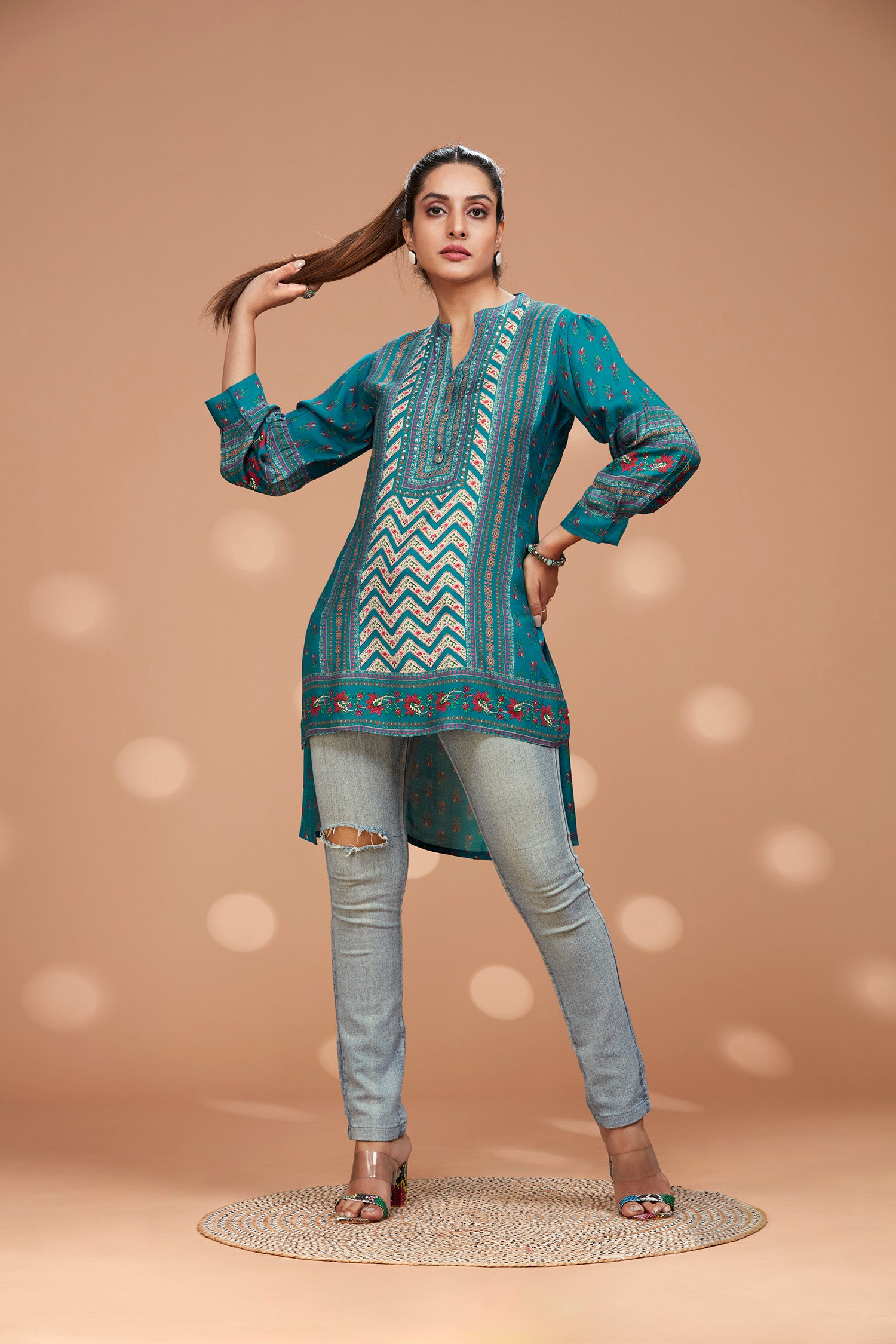 Muslin High-Low Hem Kurti