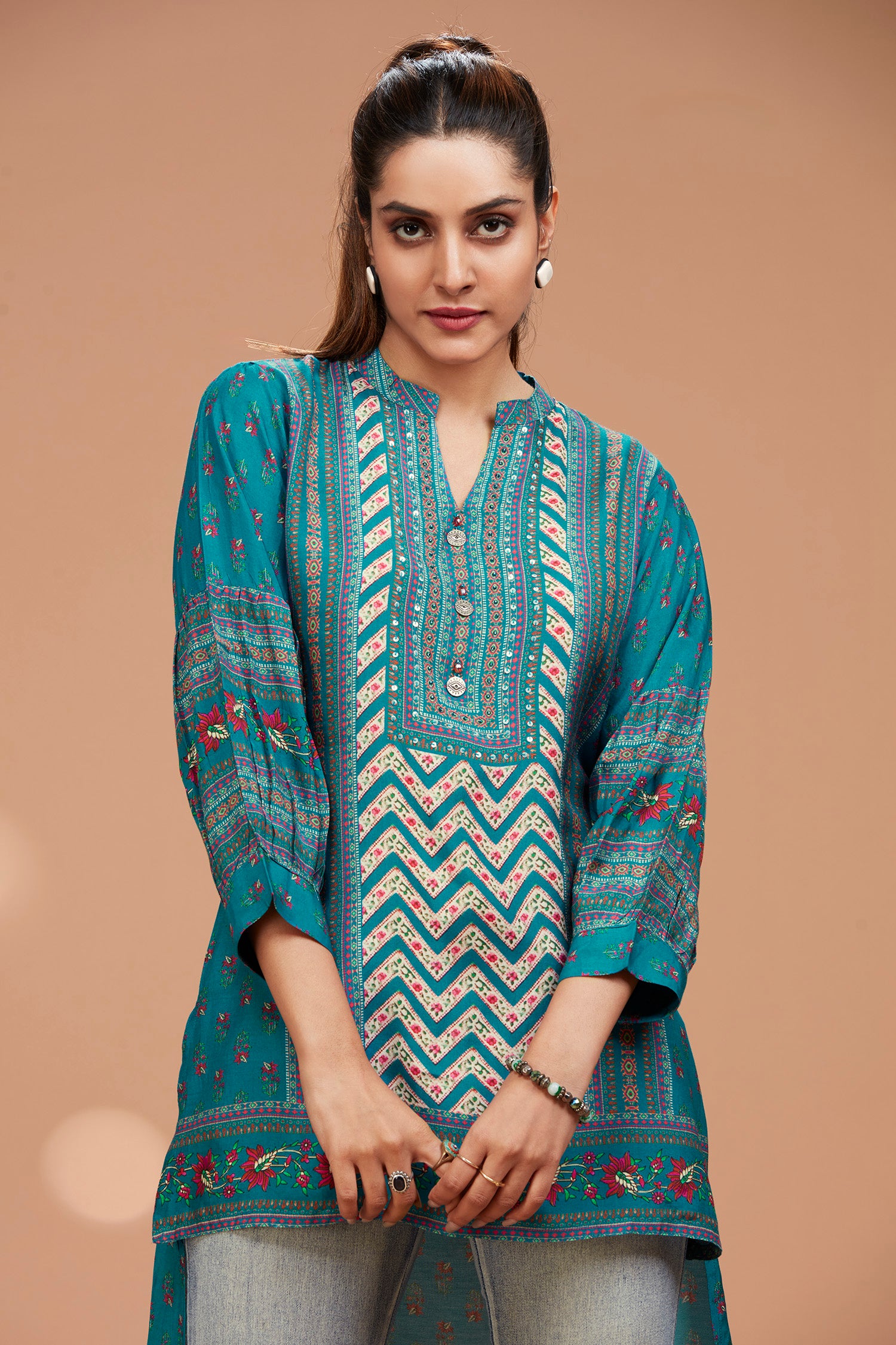 Muslin High-Low Hem Kurti