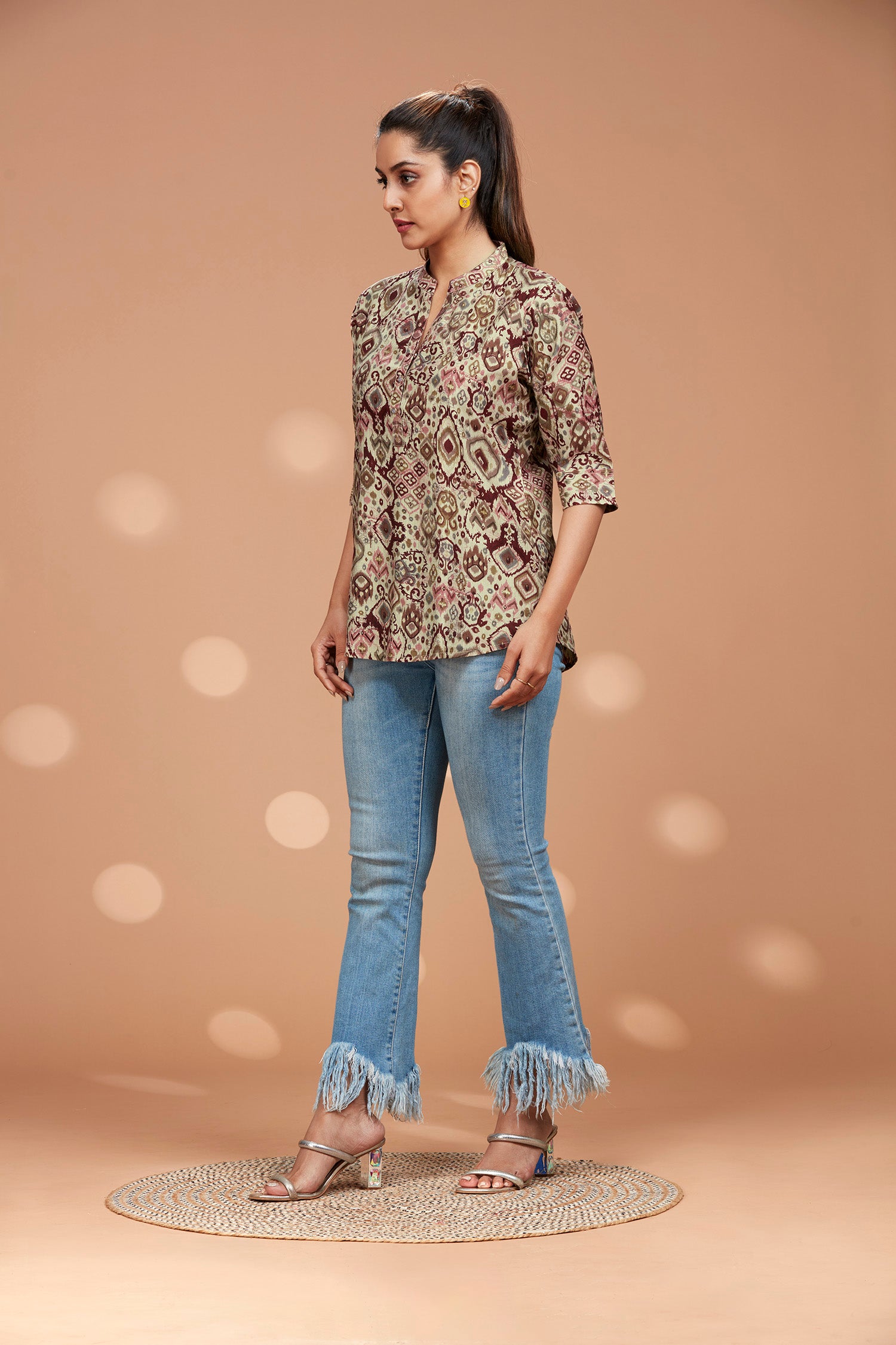 Printed Tunic with Front Button