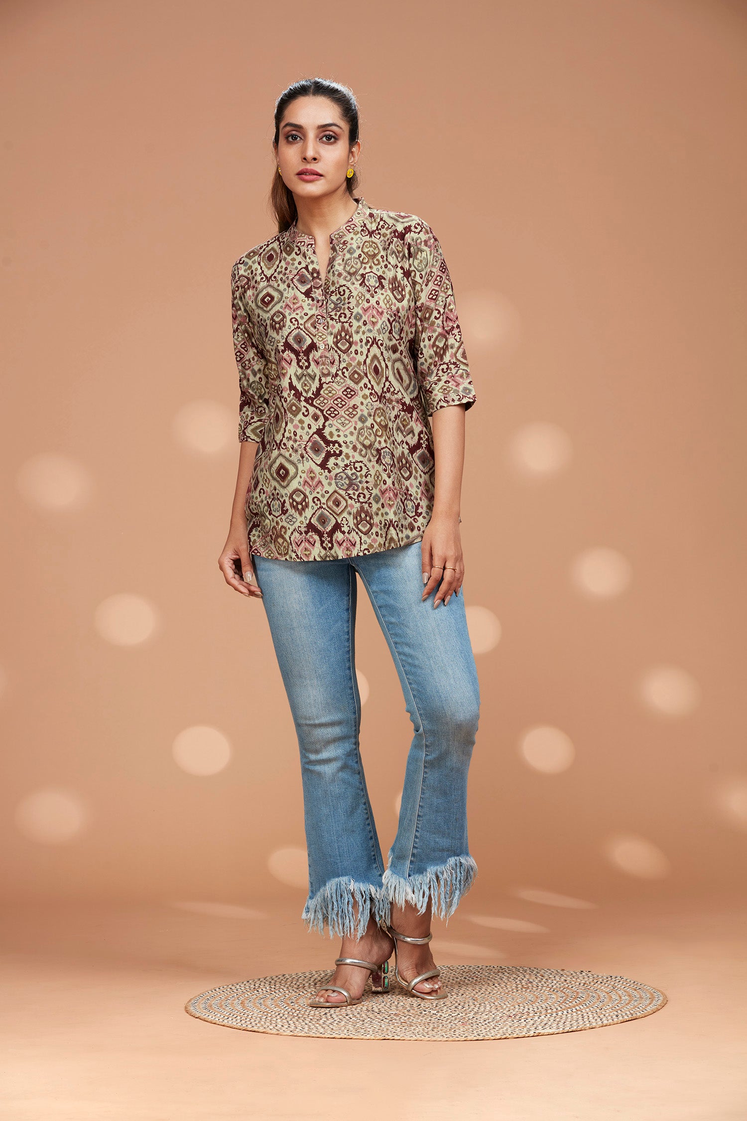 Printed Tunic with Front Button