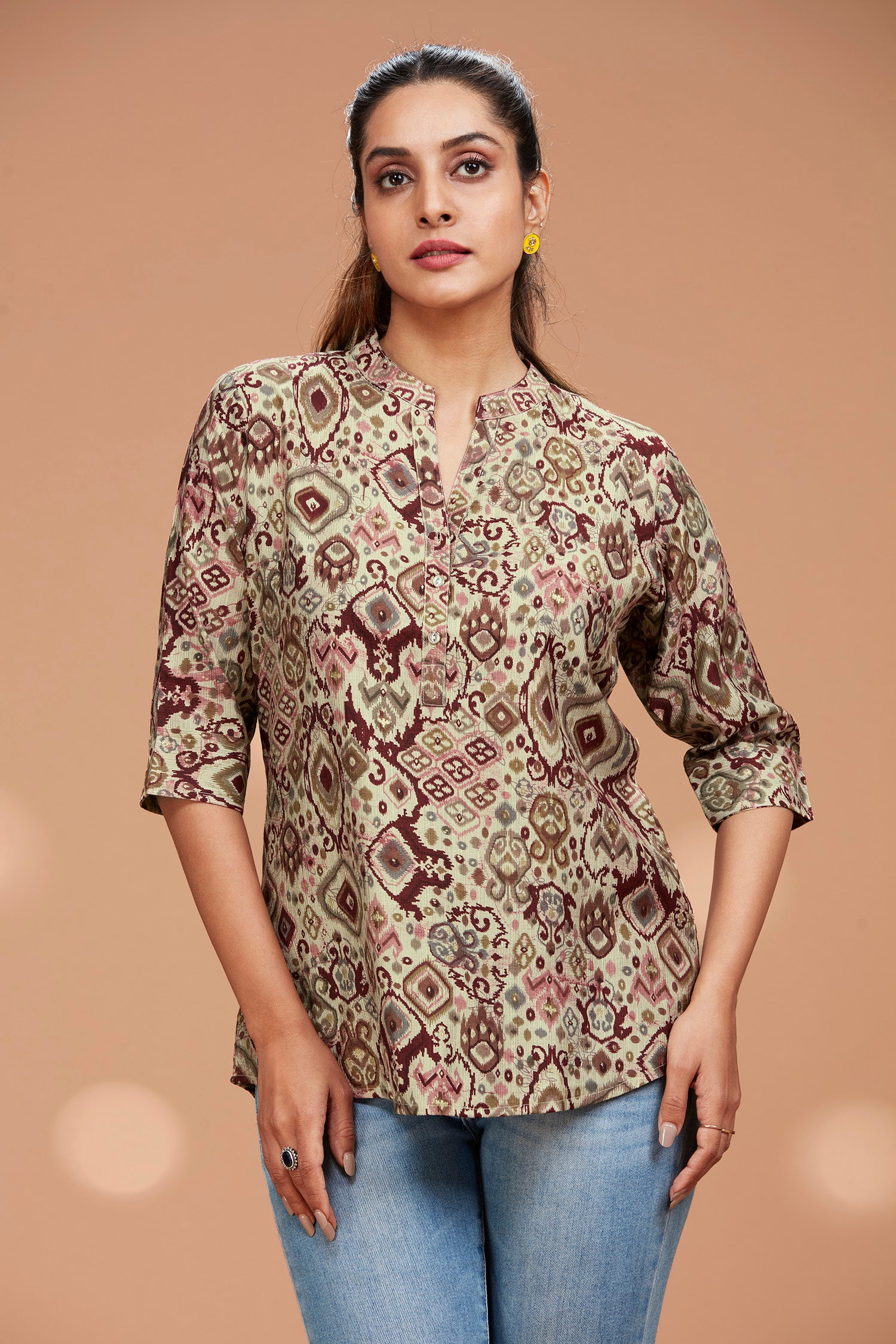 Printed Tunic with Front Button