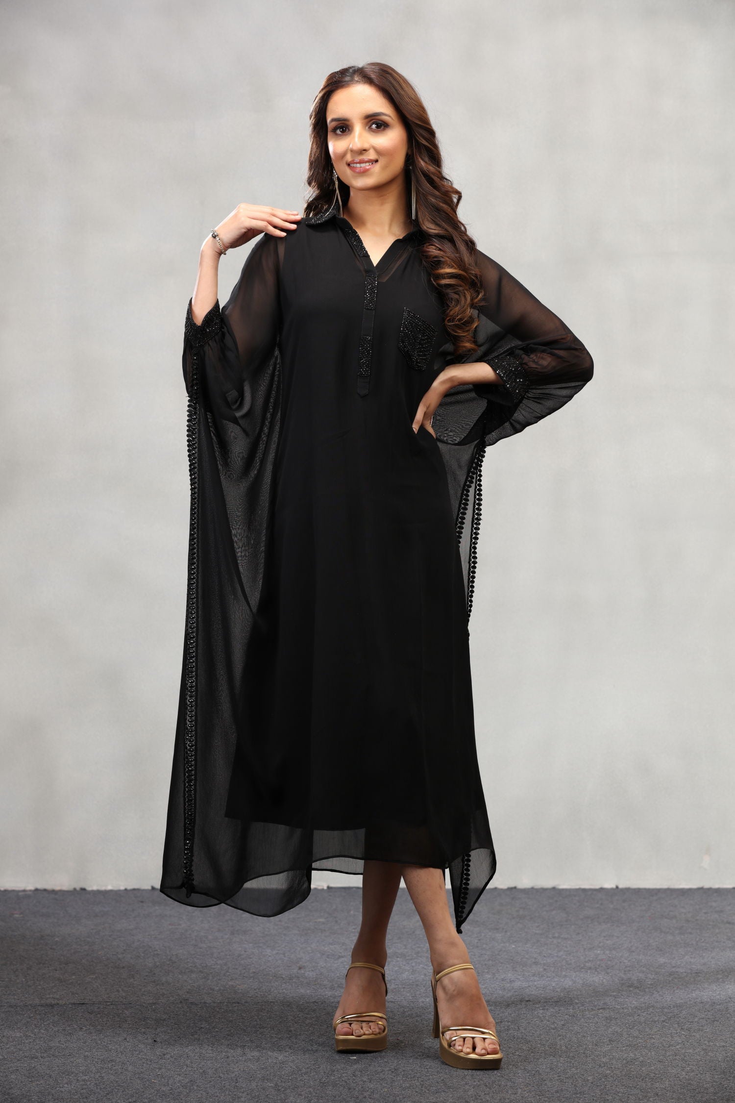 Ethereal Elegance -Black Kaftan