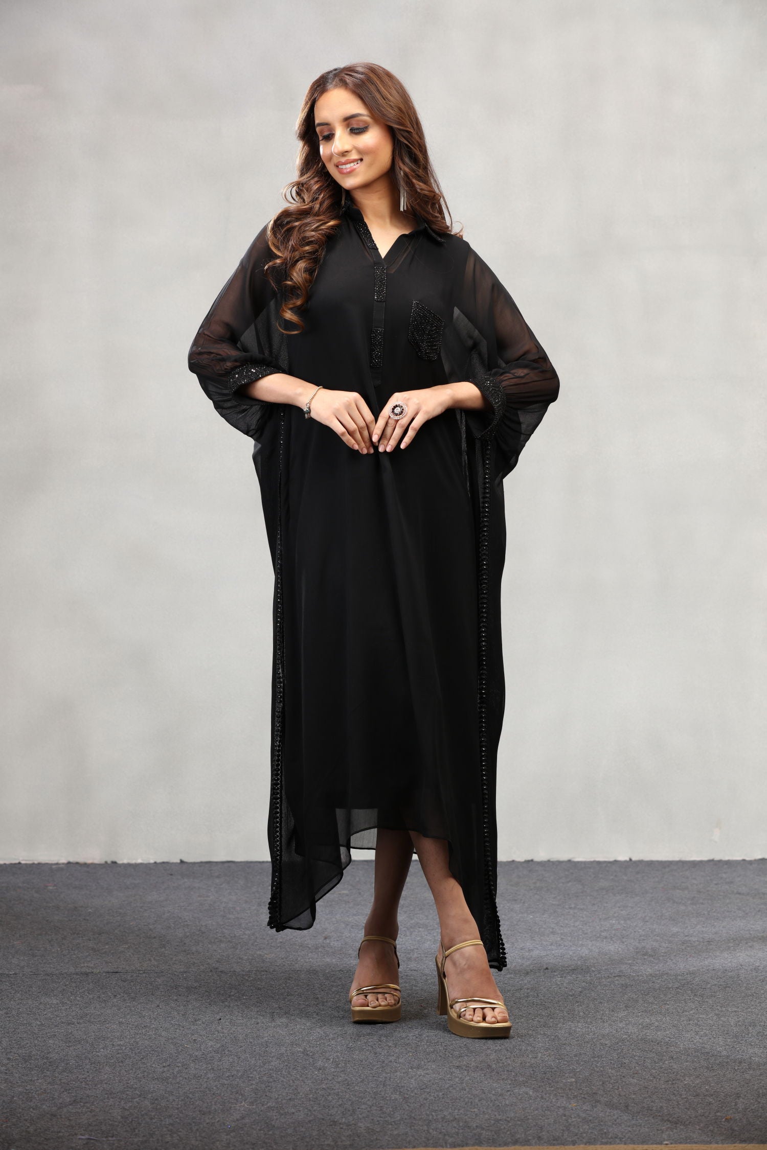 Ethereal Elegance -Black Kaftan