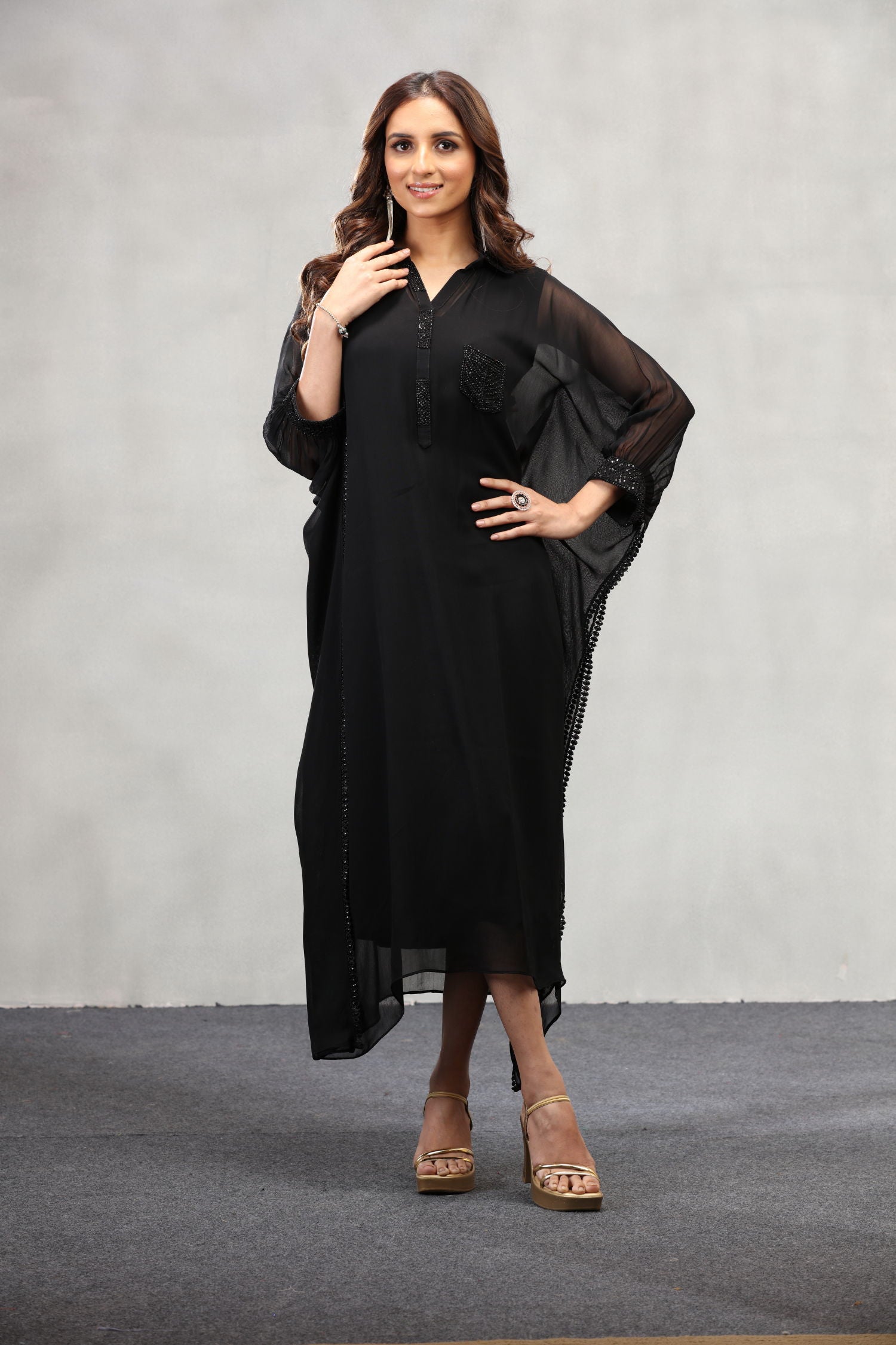 Ethereal Elegance -Black Kaftan