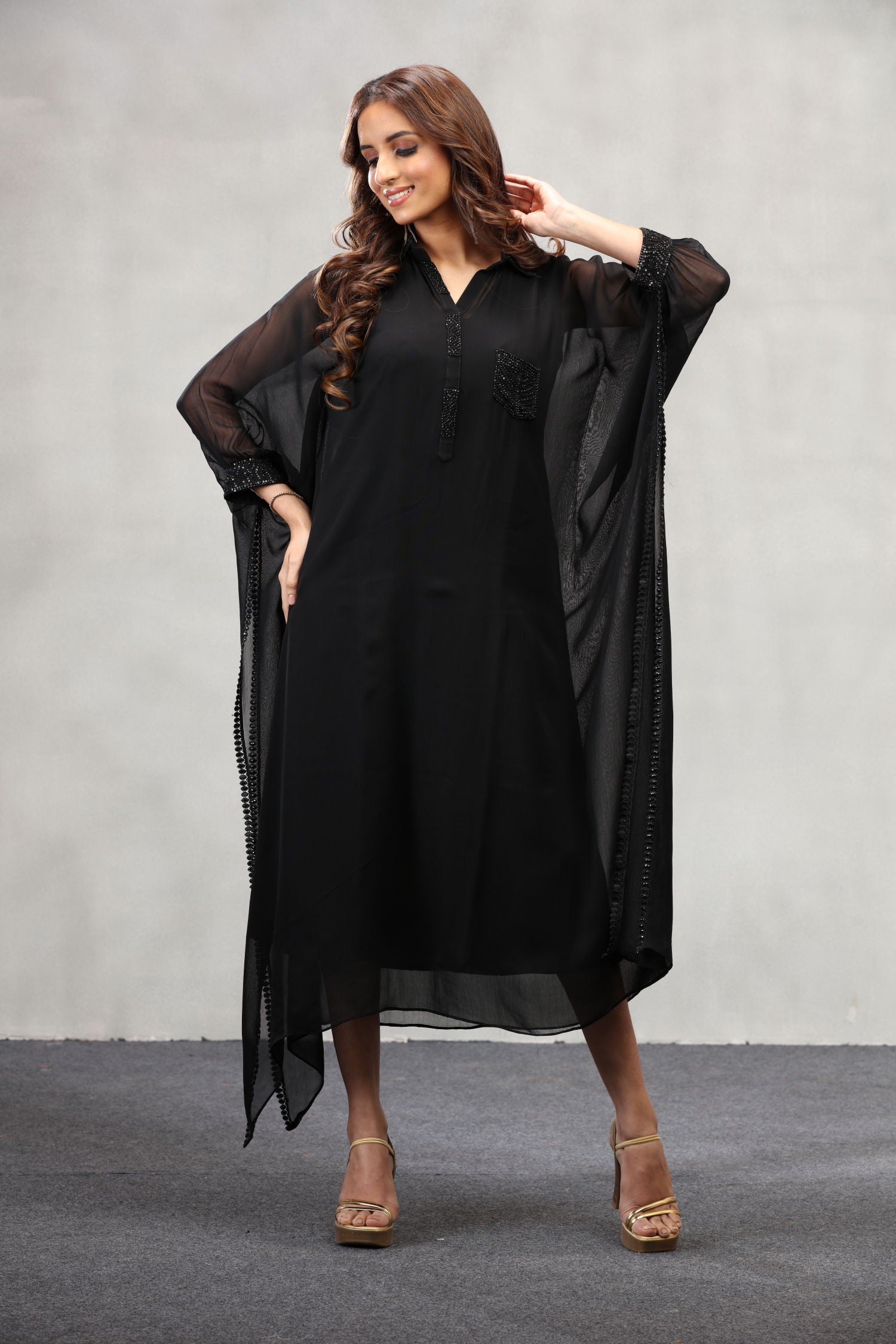 Ethereal Elegance -Black Kaftan