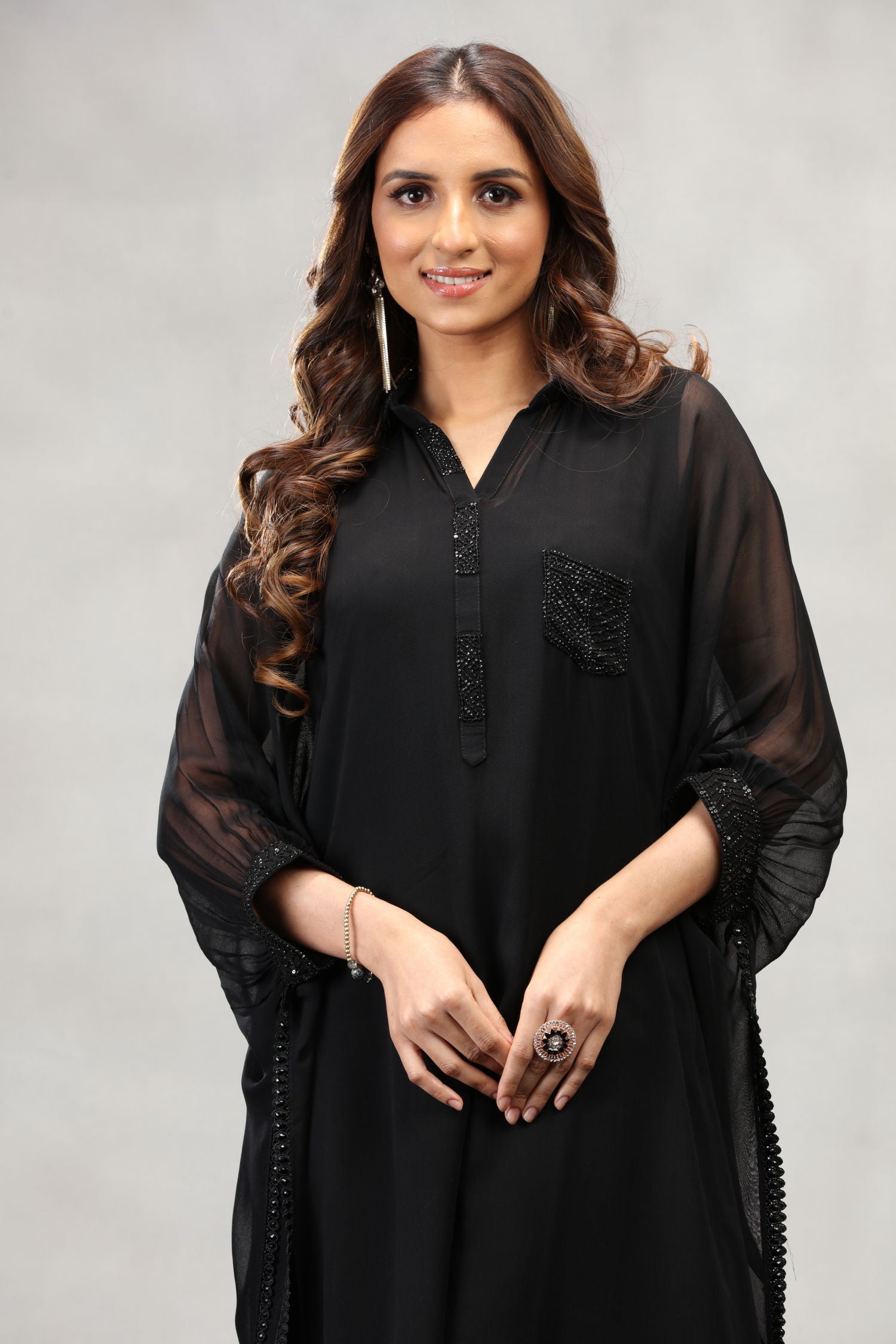 Ethereal Elegance -Black Kaftan