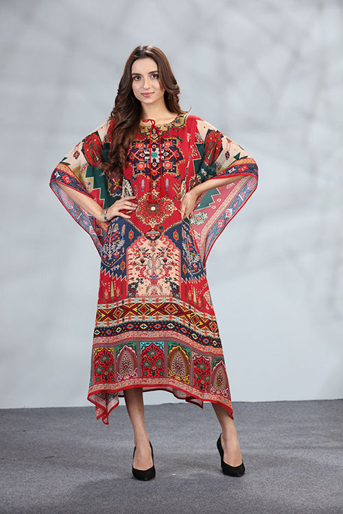 Chic Viscose Chinon Printed Long Kaftan