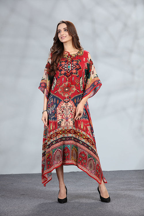 Chic Viscose Chinon Printed Long Kaftan