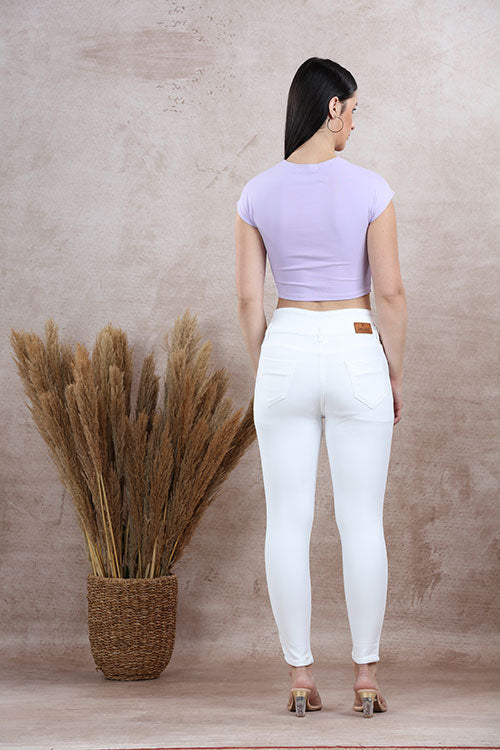 White Ankle Length Skinny Jeans 3 - Freyaa