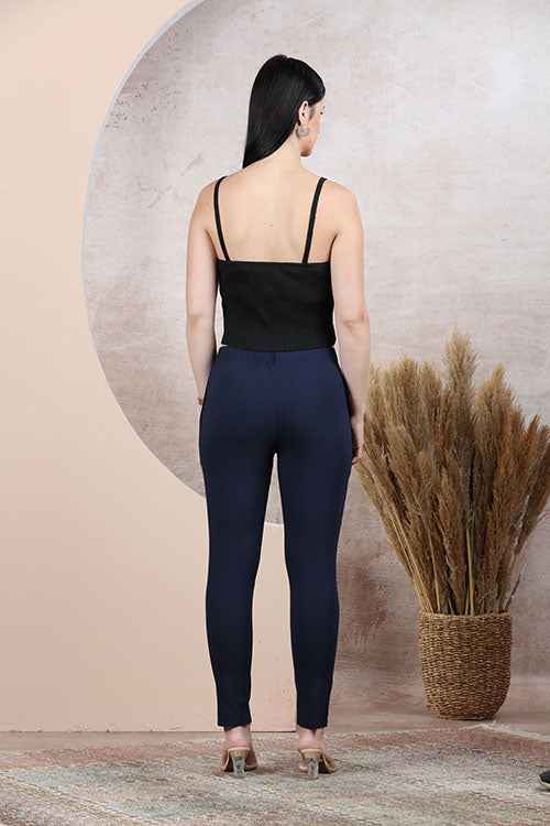 Navy Blue Lycra Leggings 3 - freyaa