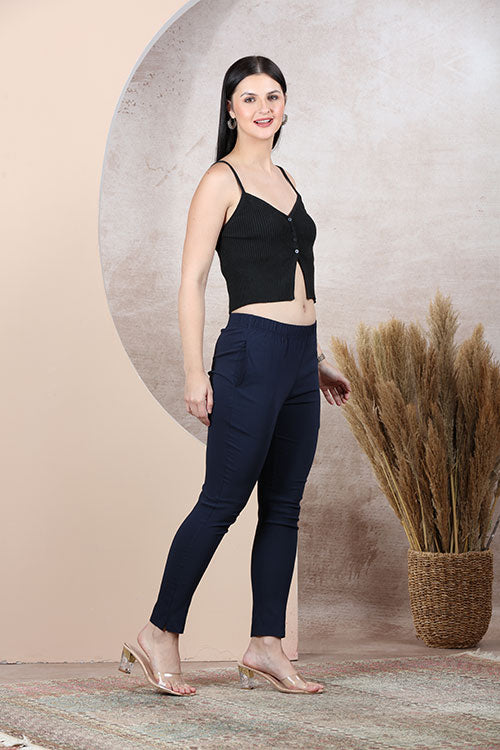 Navy Blue Lycra Leggings 1 - freyaa