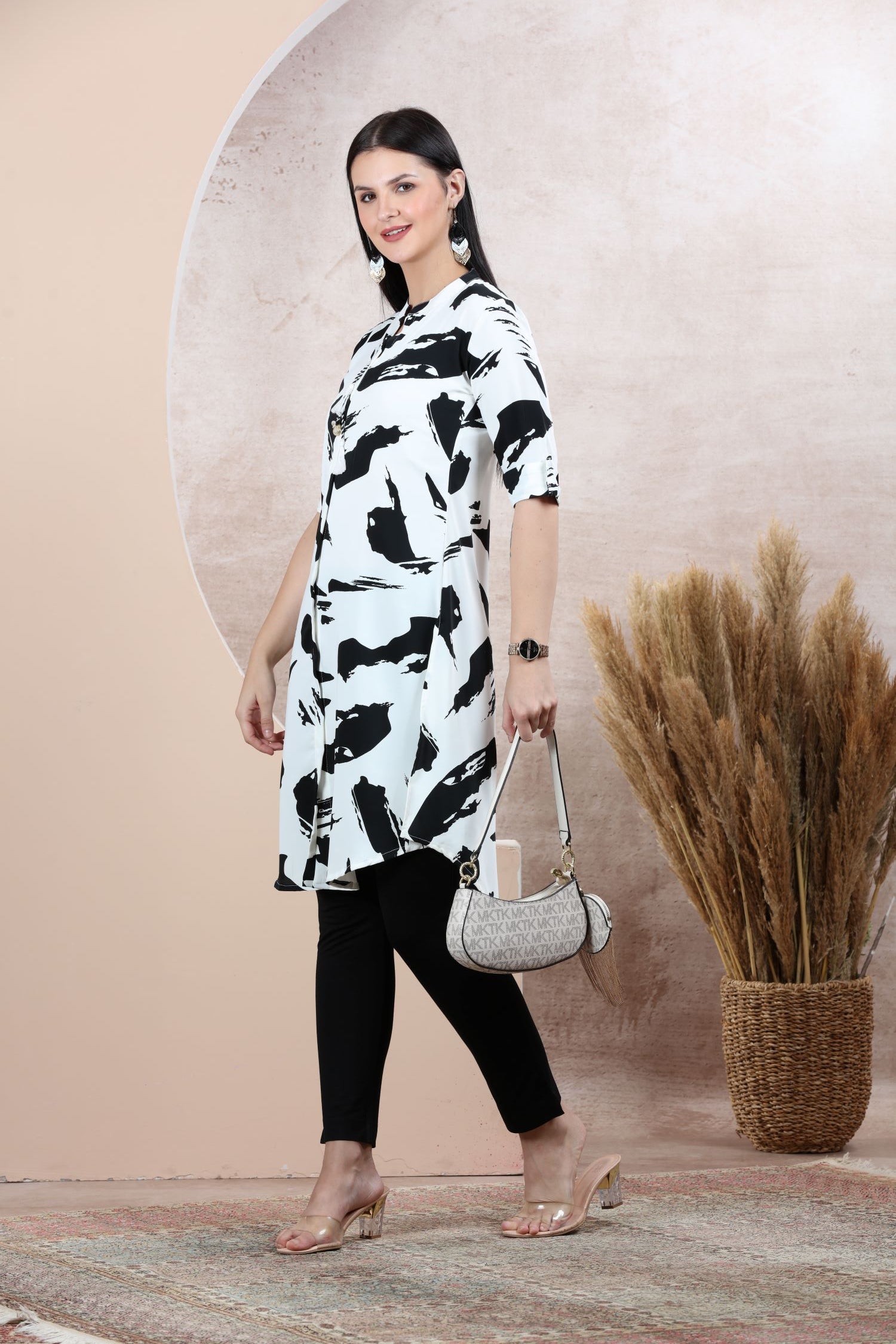 Fancy Crepe  abstract print Dress