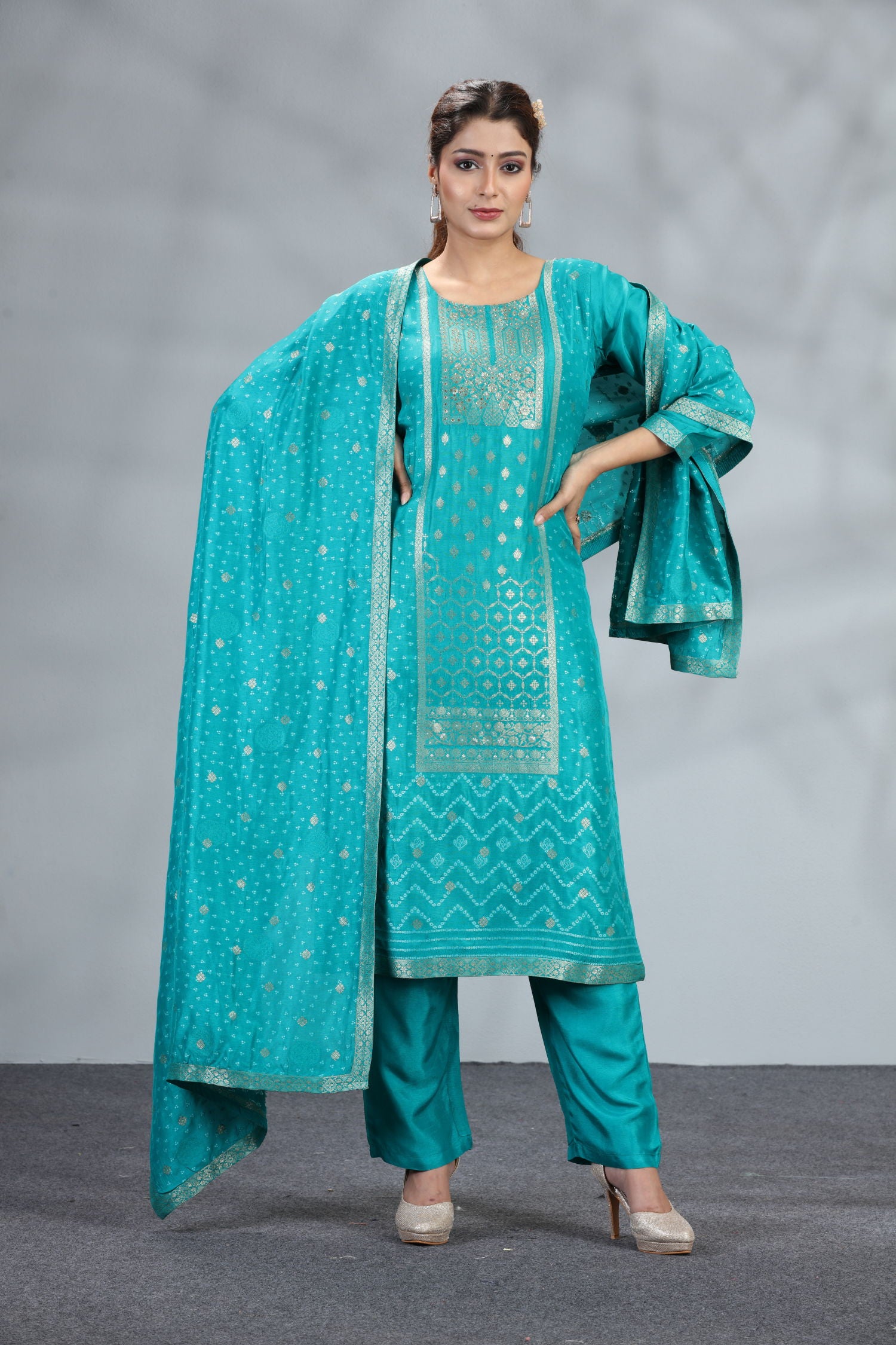 Majesty Silk Three Piece Kurta Set