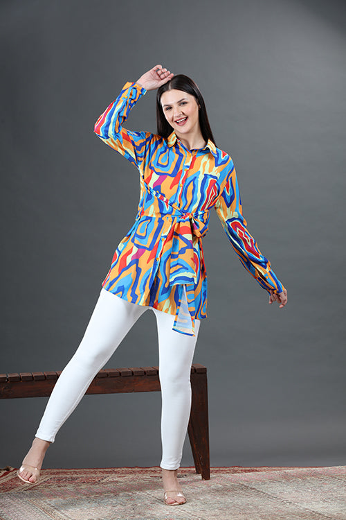 Free Size Long Length Colorful Shirt - Freyaa