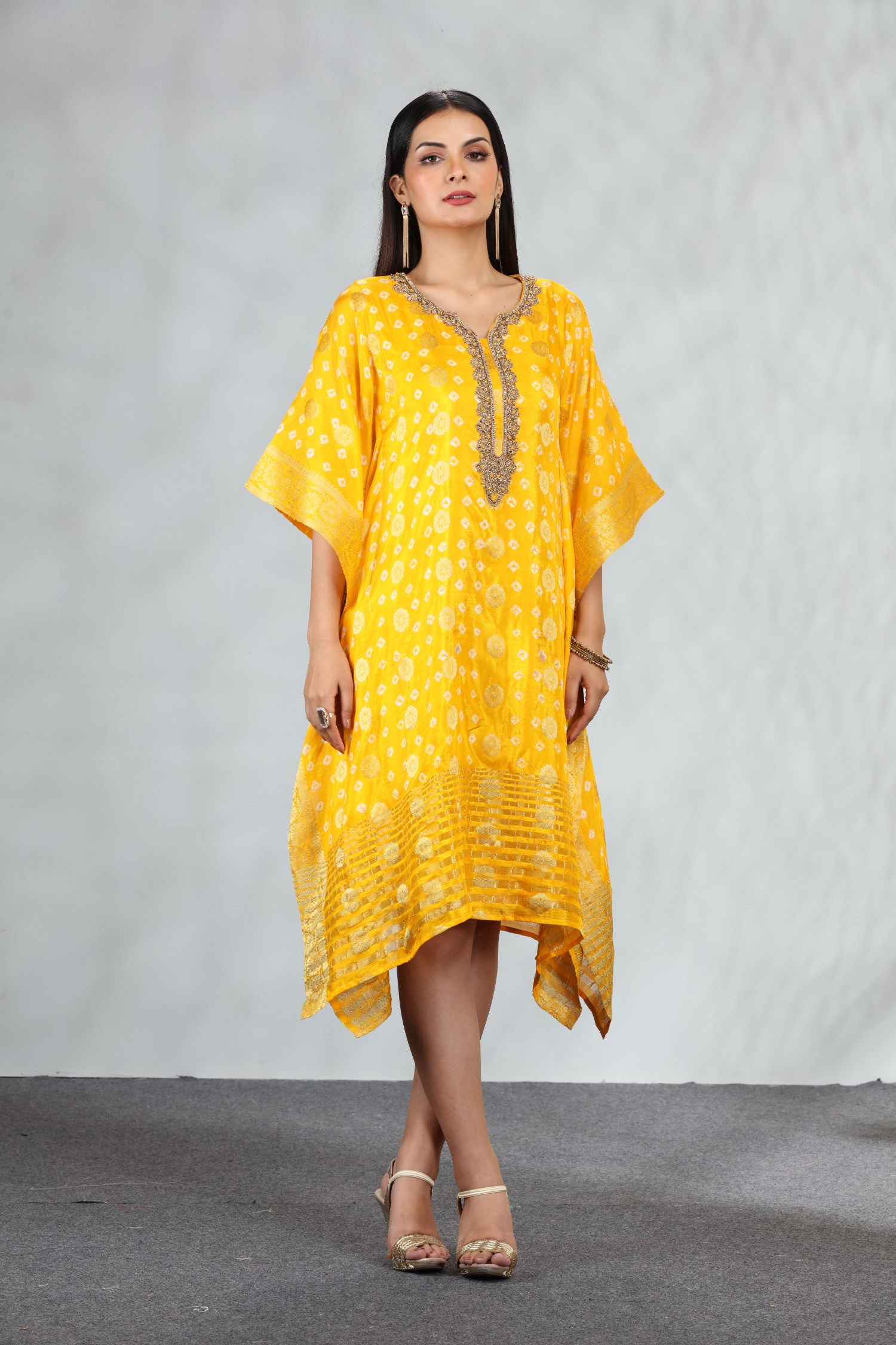 Bandhani Silk Kaftan