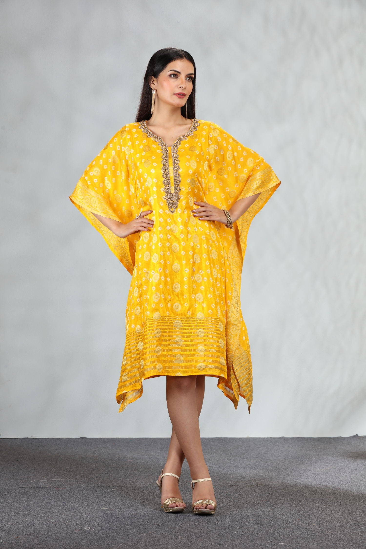 Bandhani Silk Kaftan