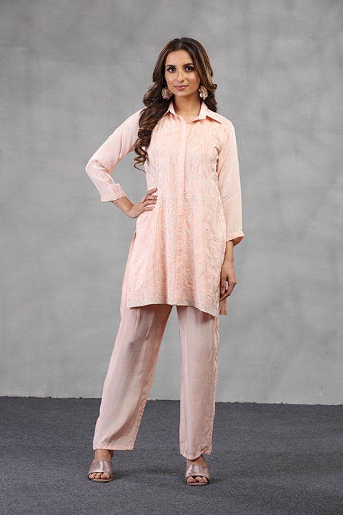 Viscos Embroidered Kurta Co_ord Set4 - Freyaa