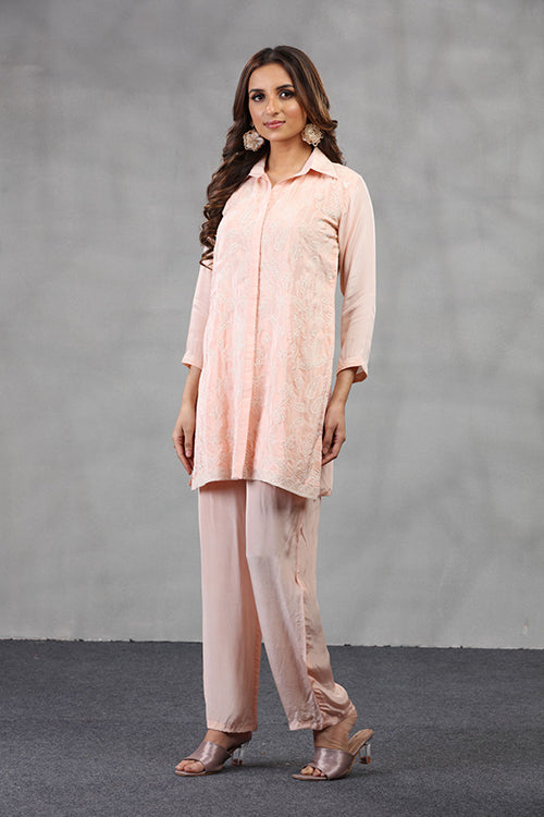 Viscos Embroidered Kurta Co_ord Set1 - Freyaa