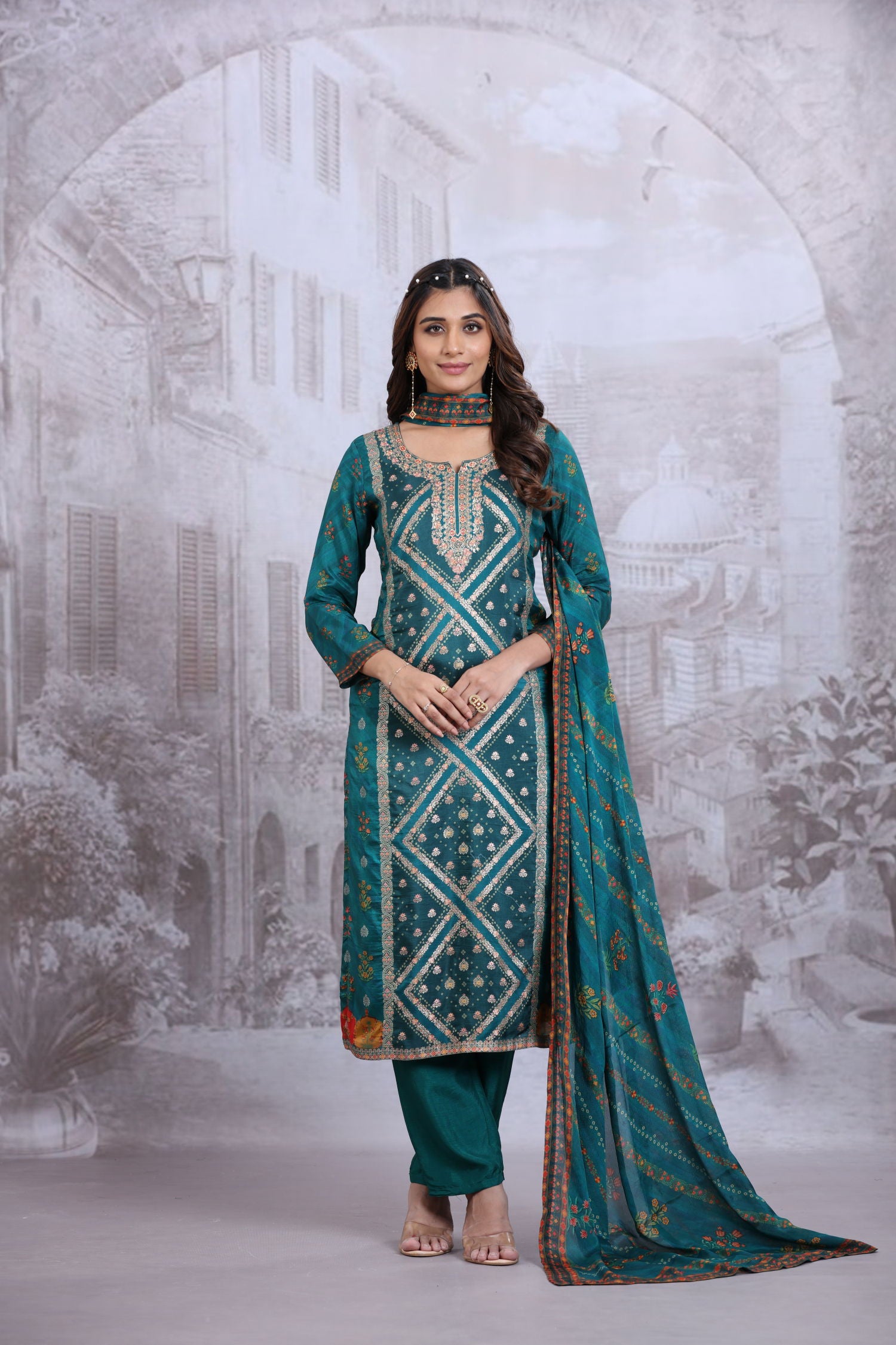 Silken Serenity Three Piece Kurta Set