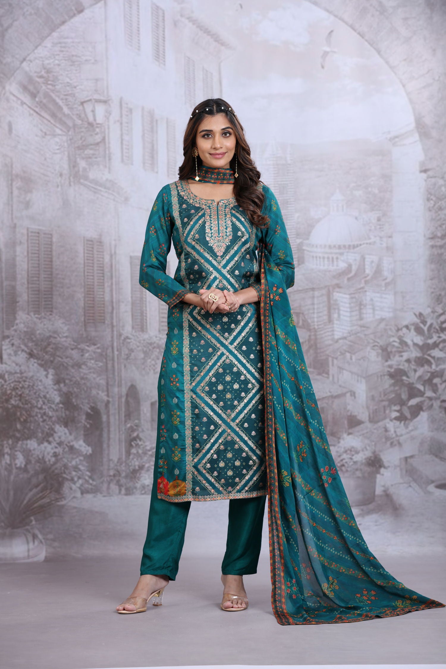 Silken Serenity Three Piece Kurta Set