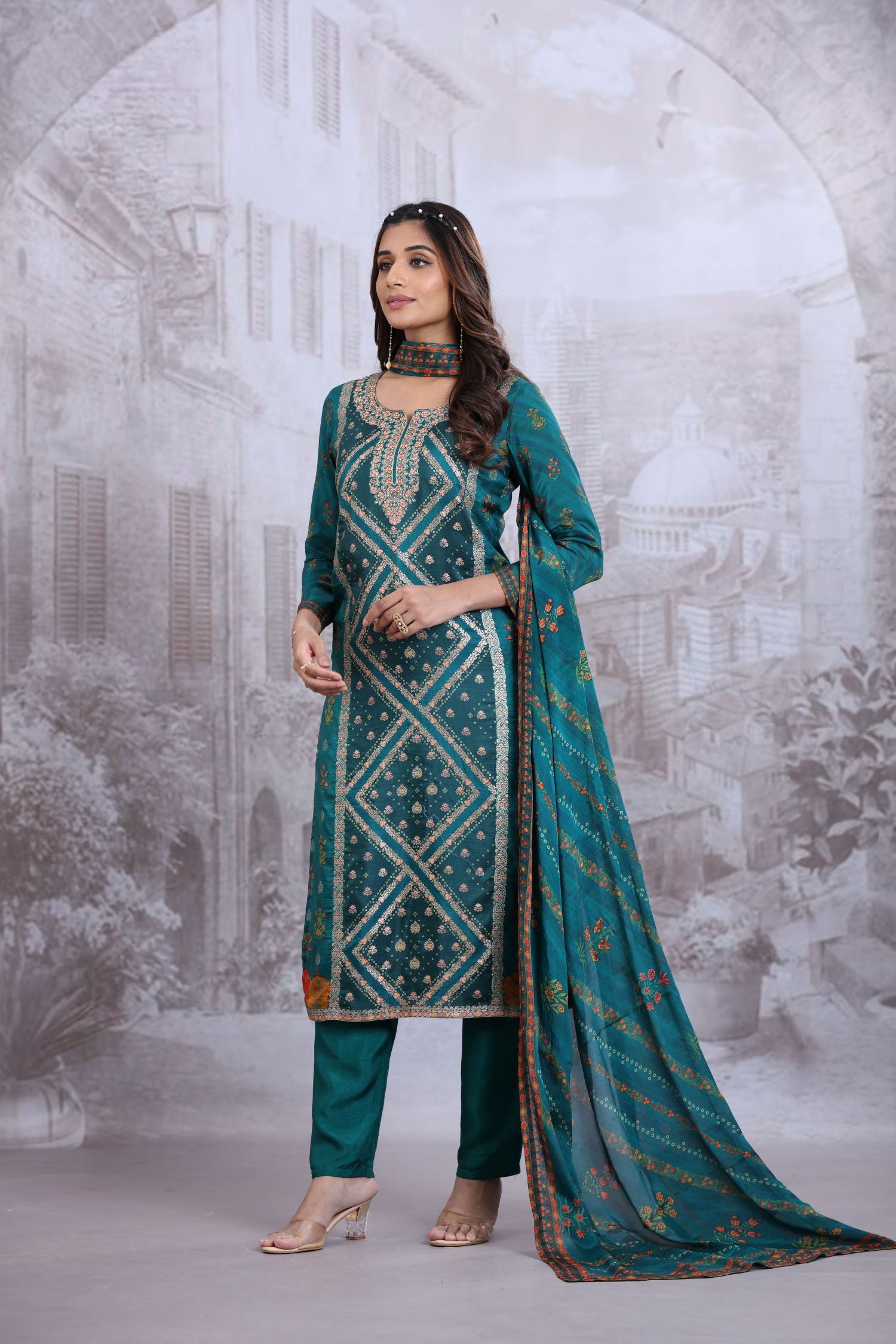 Silken Serenity Three Piece Kurta Set