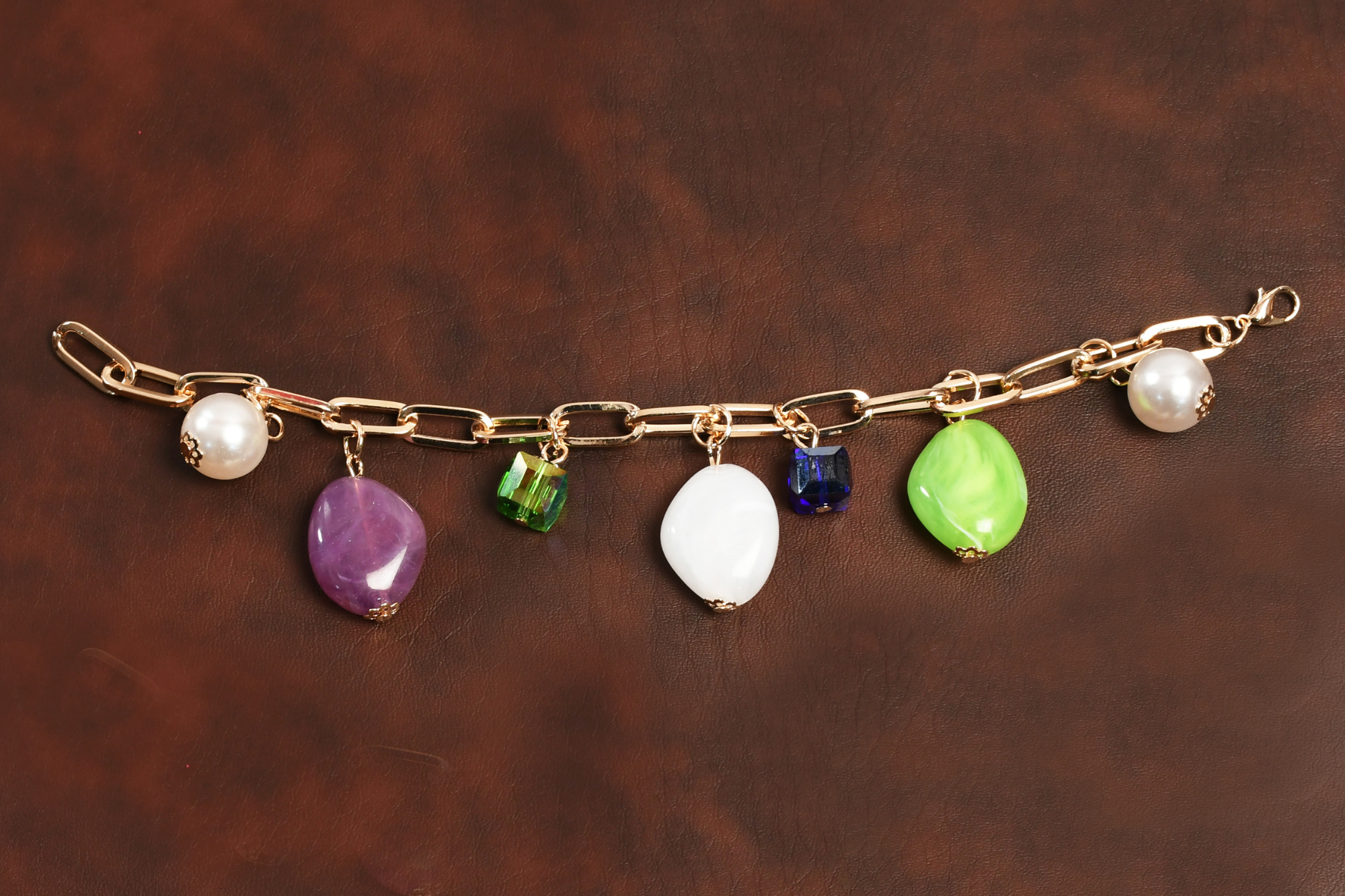 Multi Colour Gold Chain  Bracelet- Freyaa 