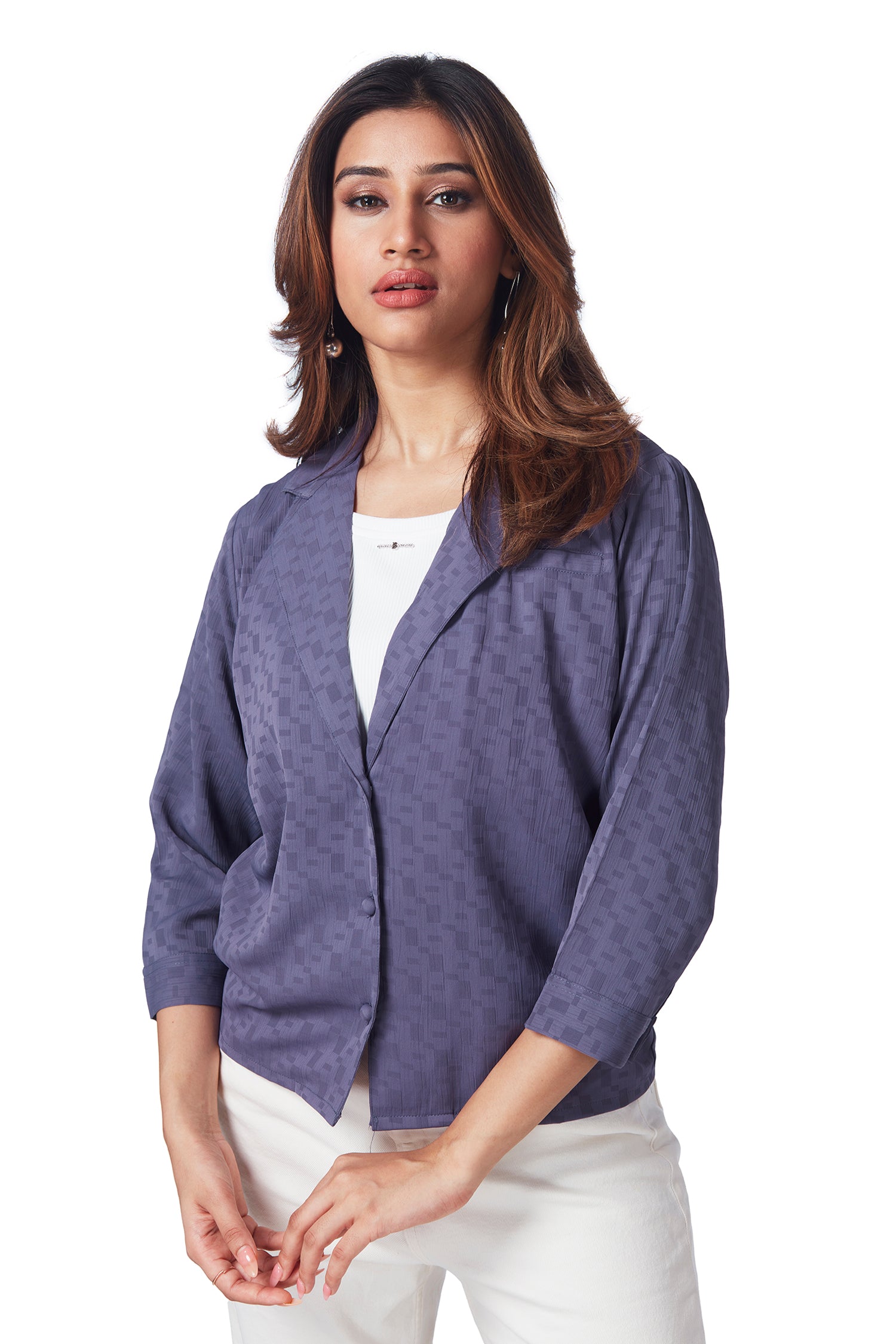 Causal Blue Shirt with Inner Attached