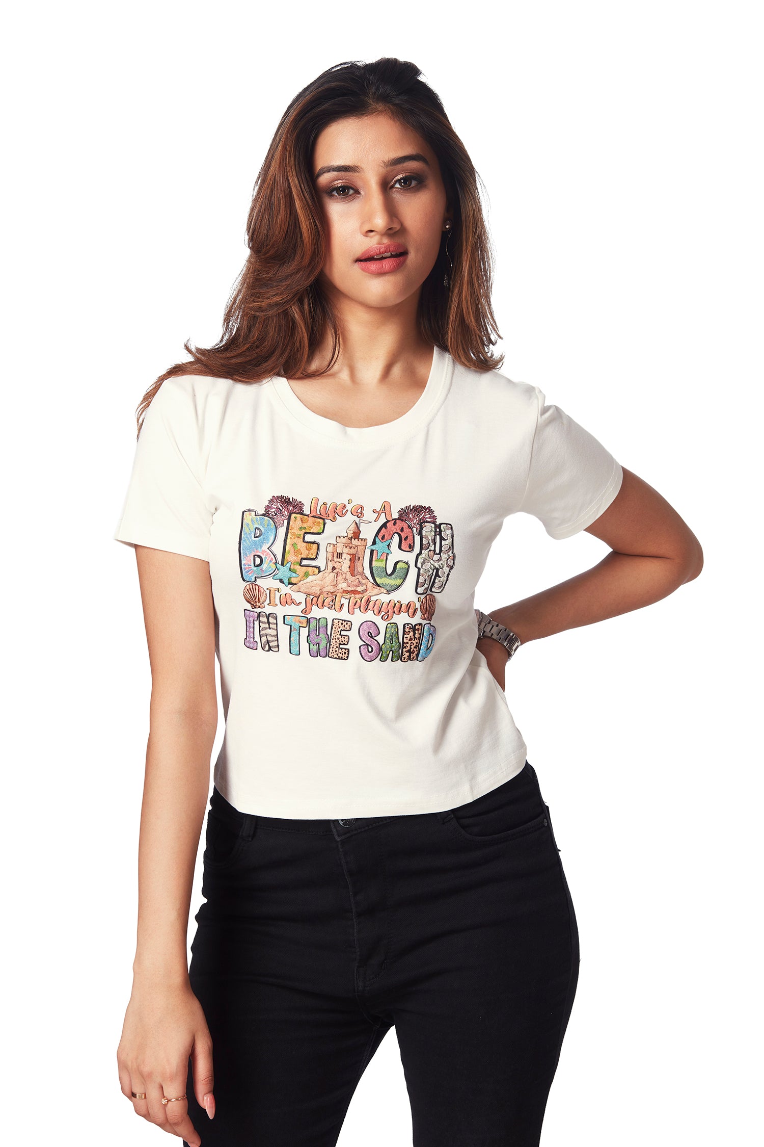 Chest Printed T-shirts - White