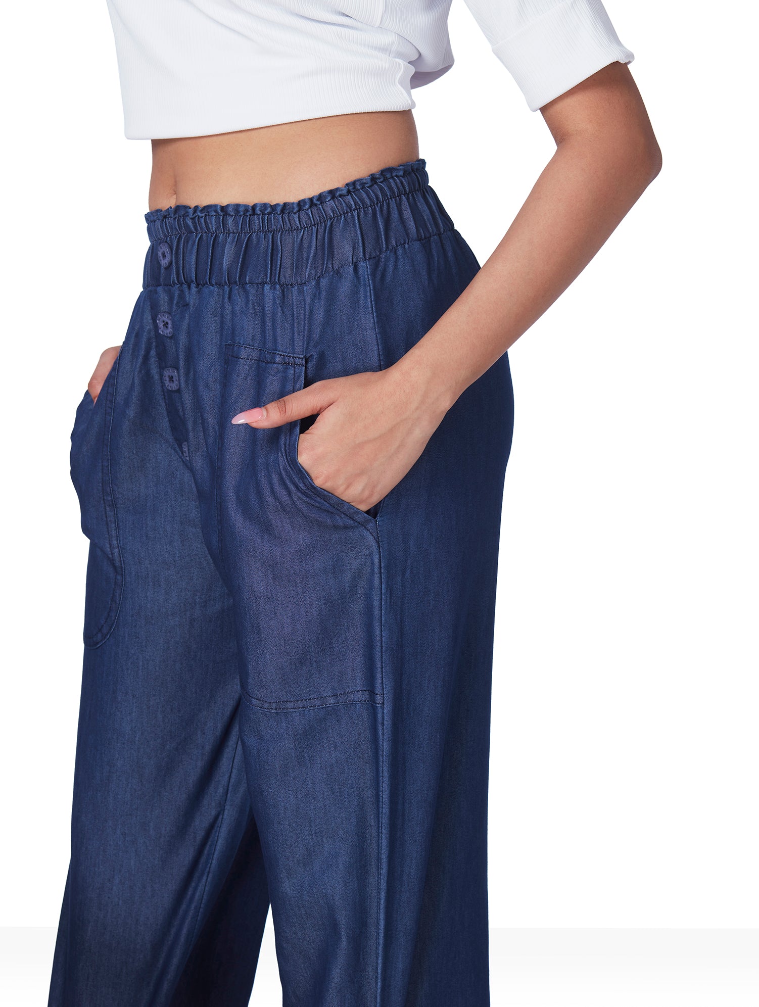 Denim Front Button Wide leg Plazo