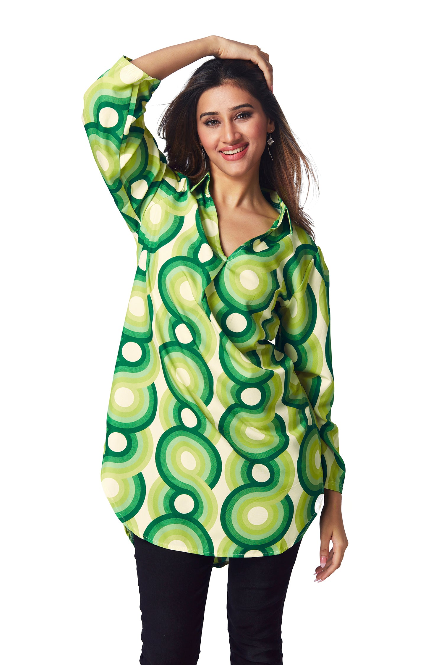 Geometric Print Top - Green