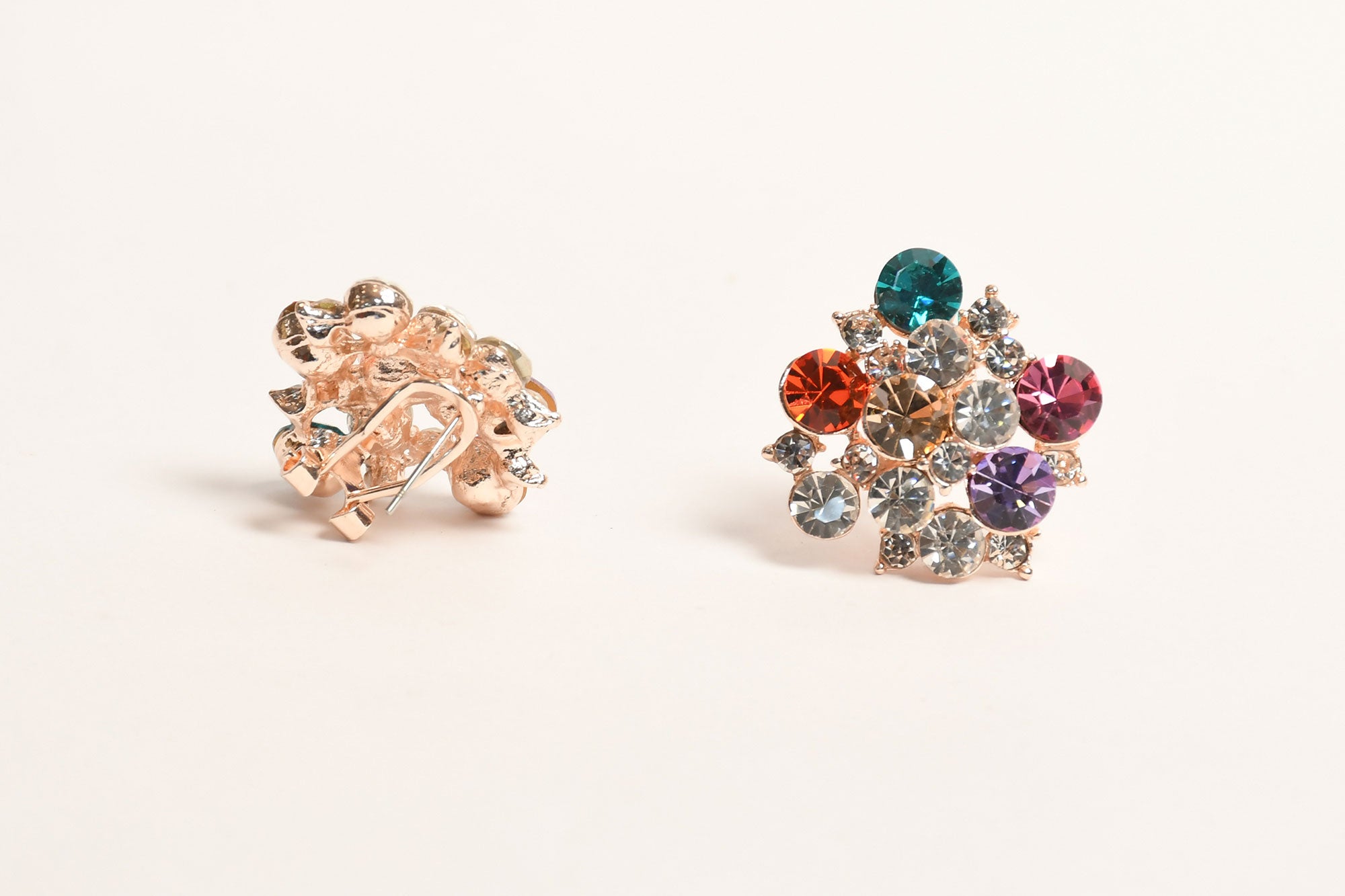 Multicolour Stone & Glittering Crystal Studs Earring