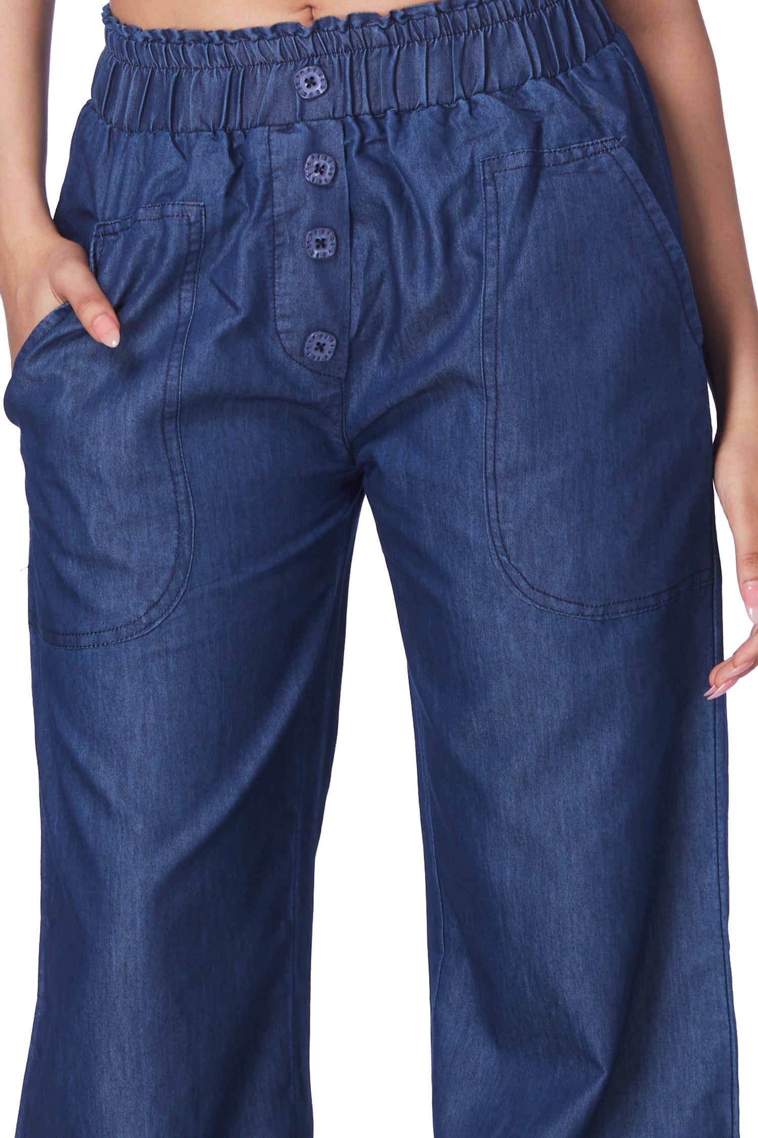 Denim Front Button Wide leg Plazo