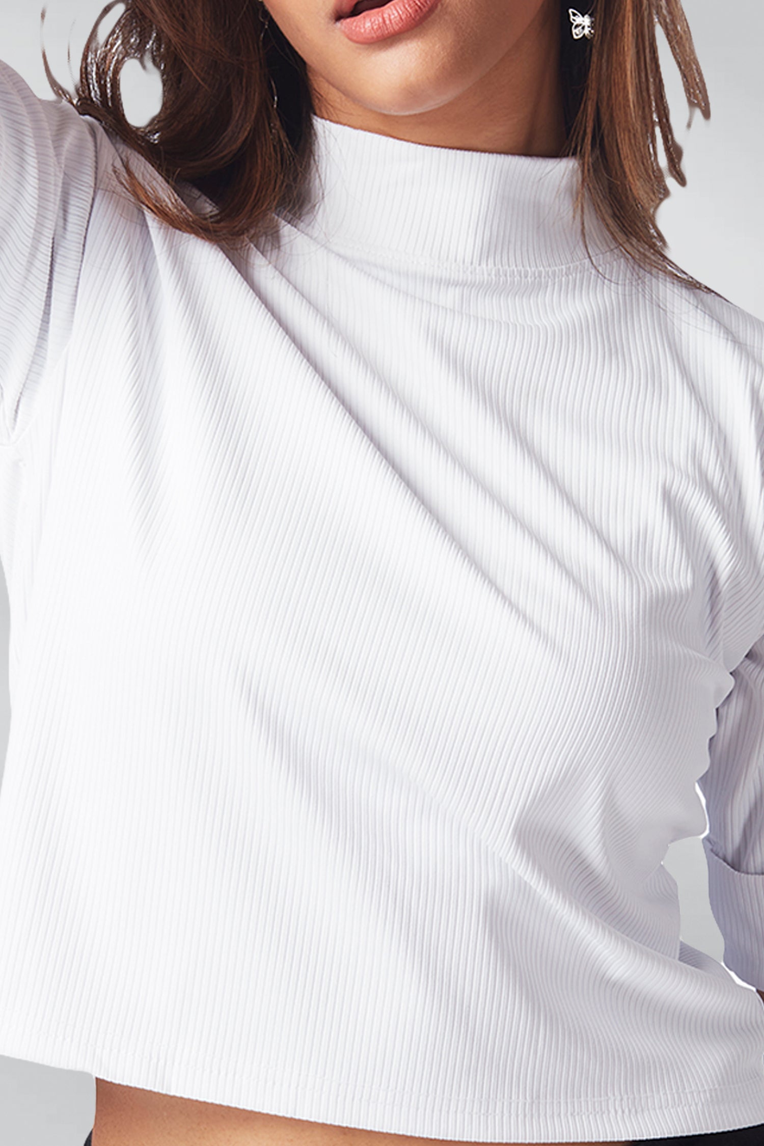 Casual Polo Neck Crop T-shirts - White