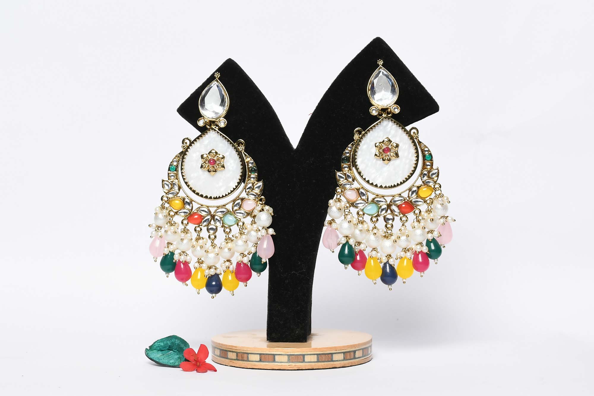 Kundan & Pearl Chandbali Earring 2 - Freyaa