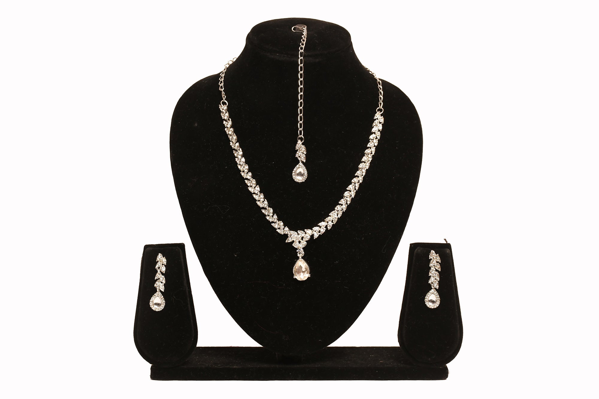 Classic Design Austrian Diamond Silver Set with Mang Tika - Freyaa