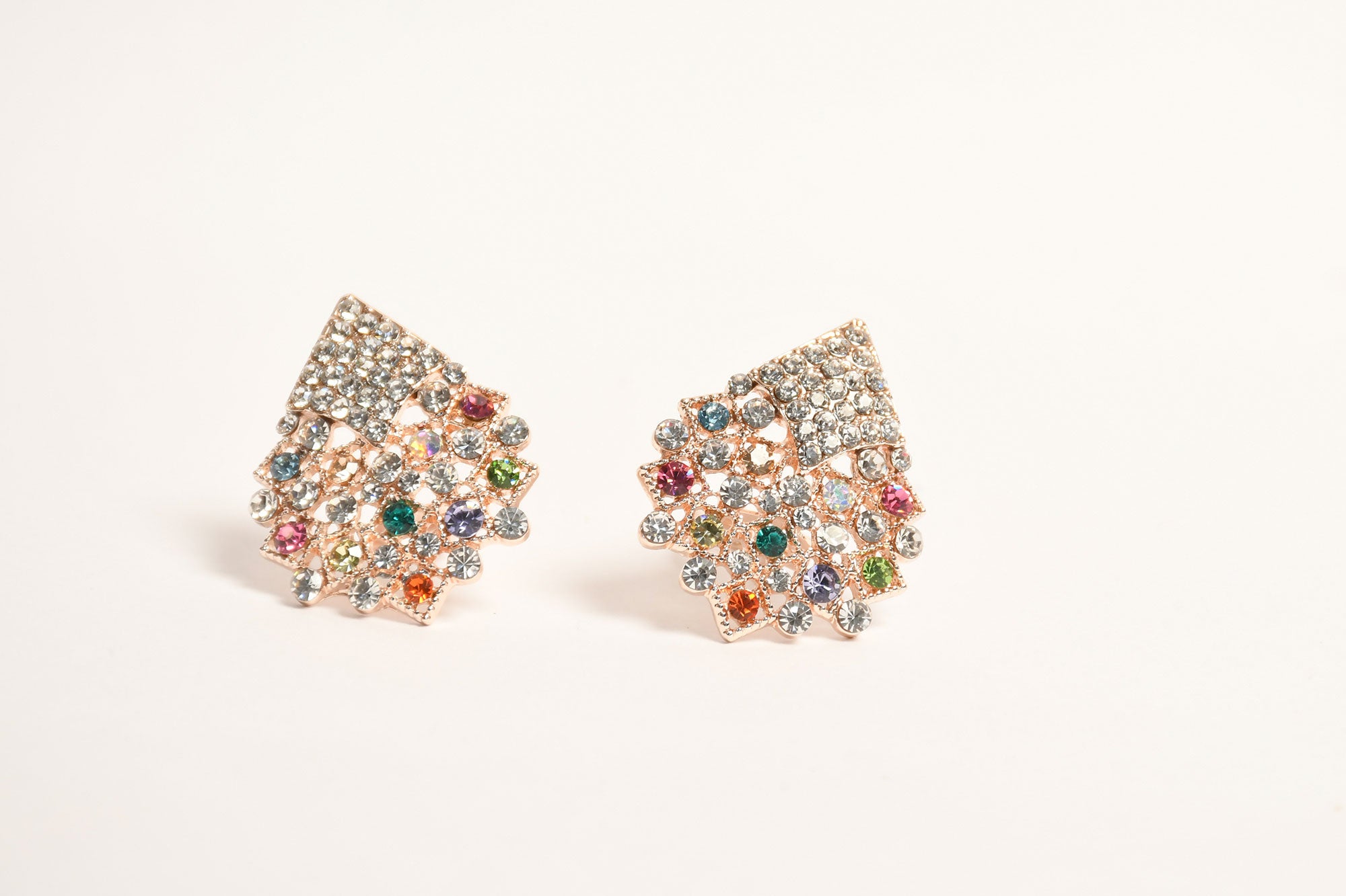 Sparkling Coloured Stone Crystal Studs 1 - Freyaa