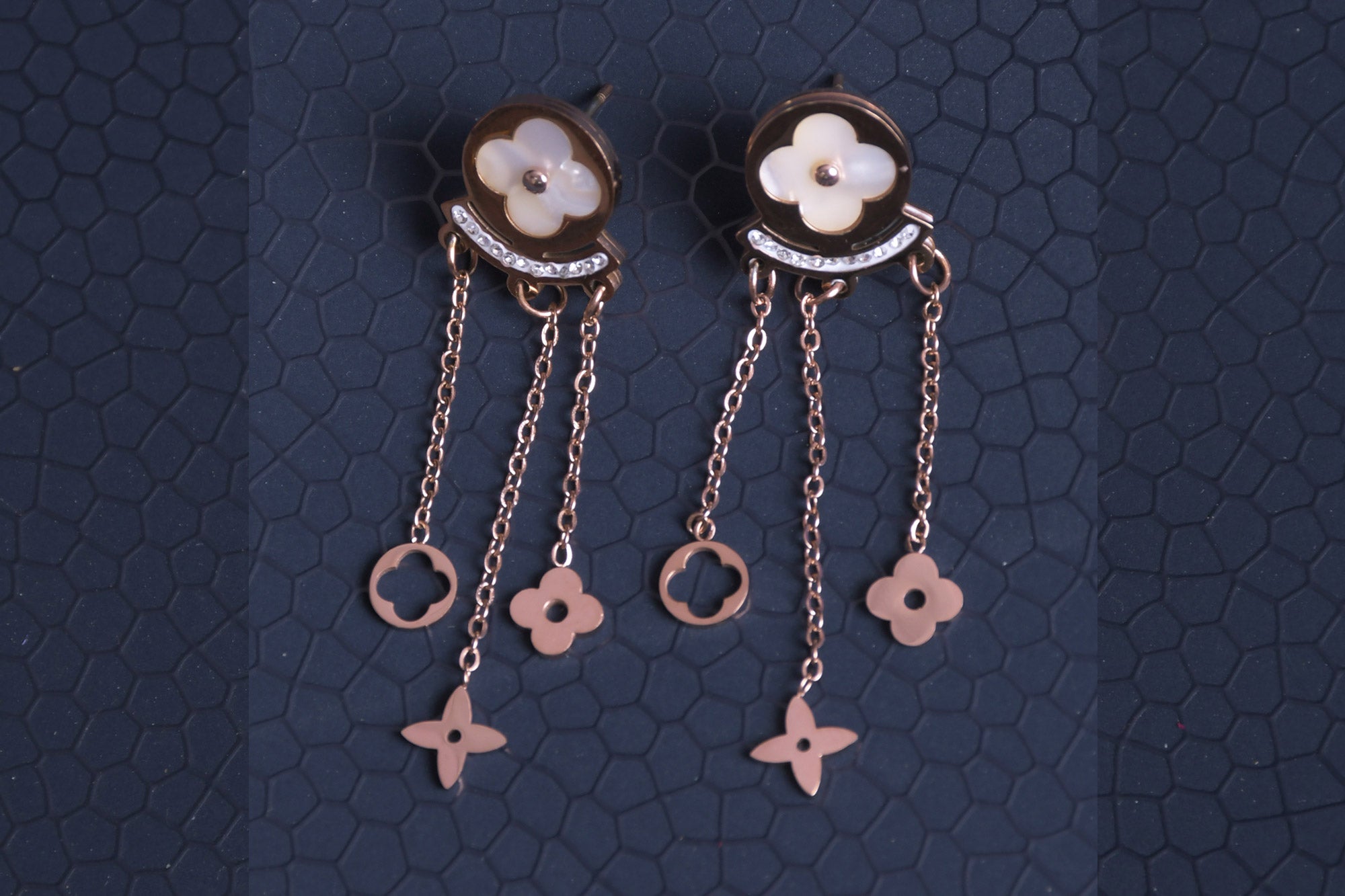 Stylish Rose Gold Fancy Earrings- Freyaa