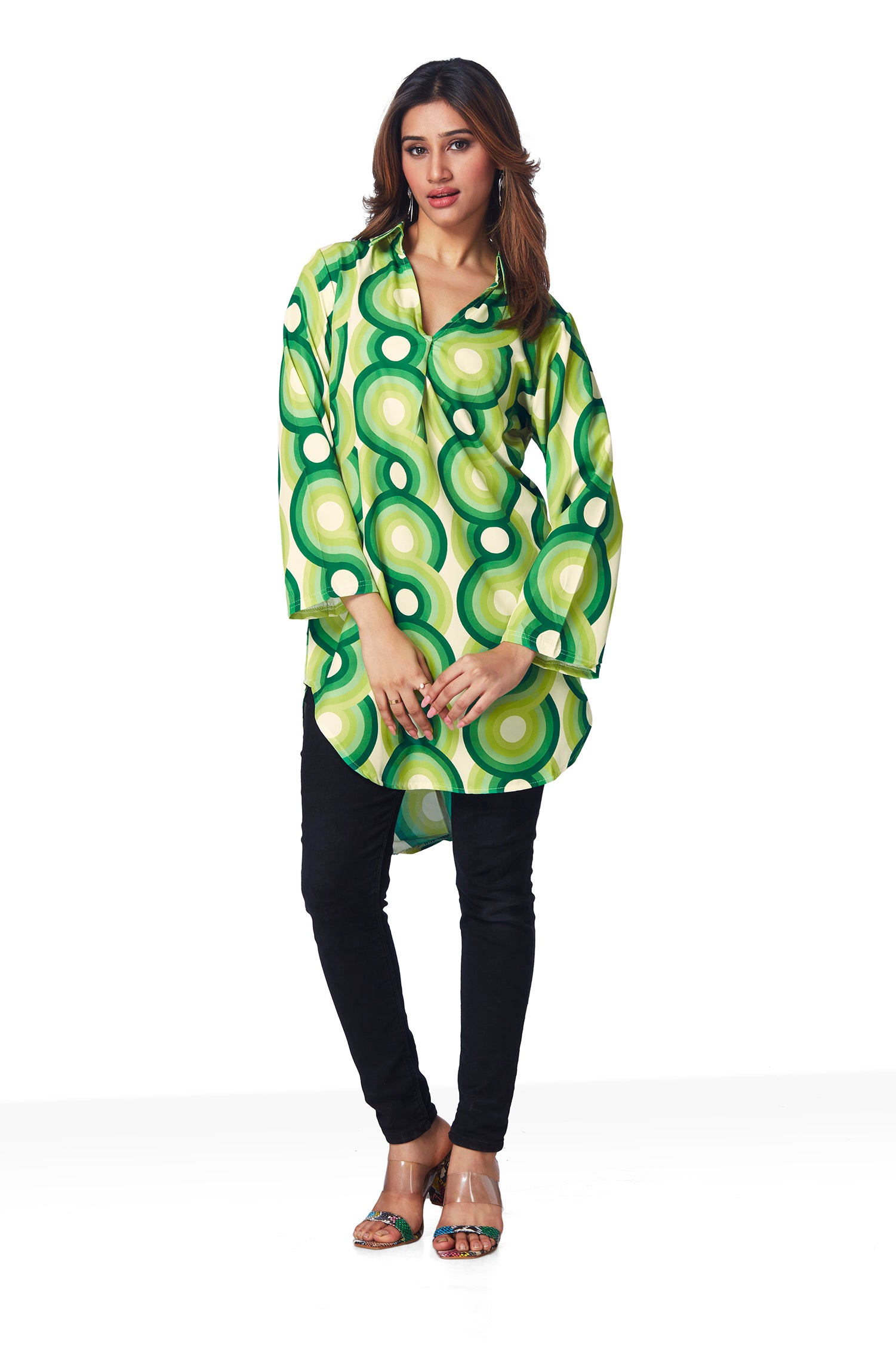 Geometric Print Top - Green